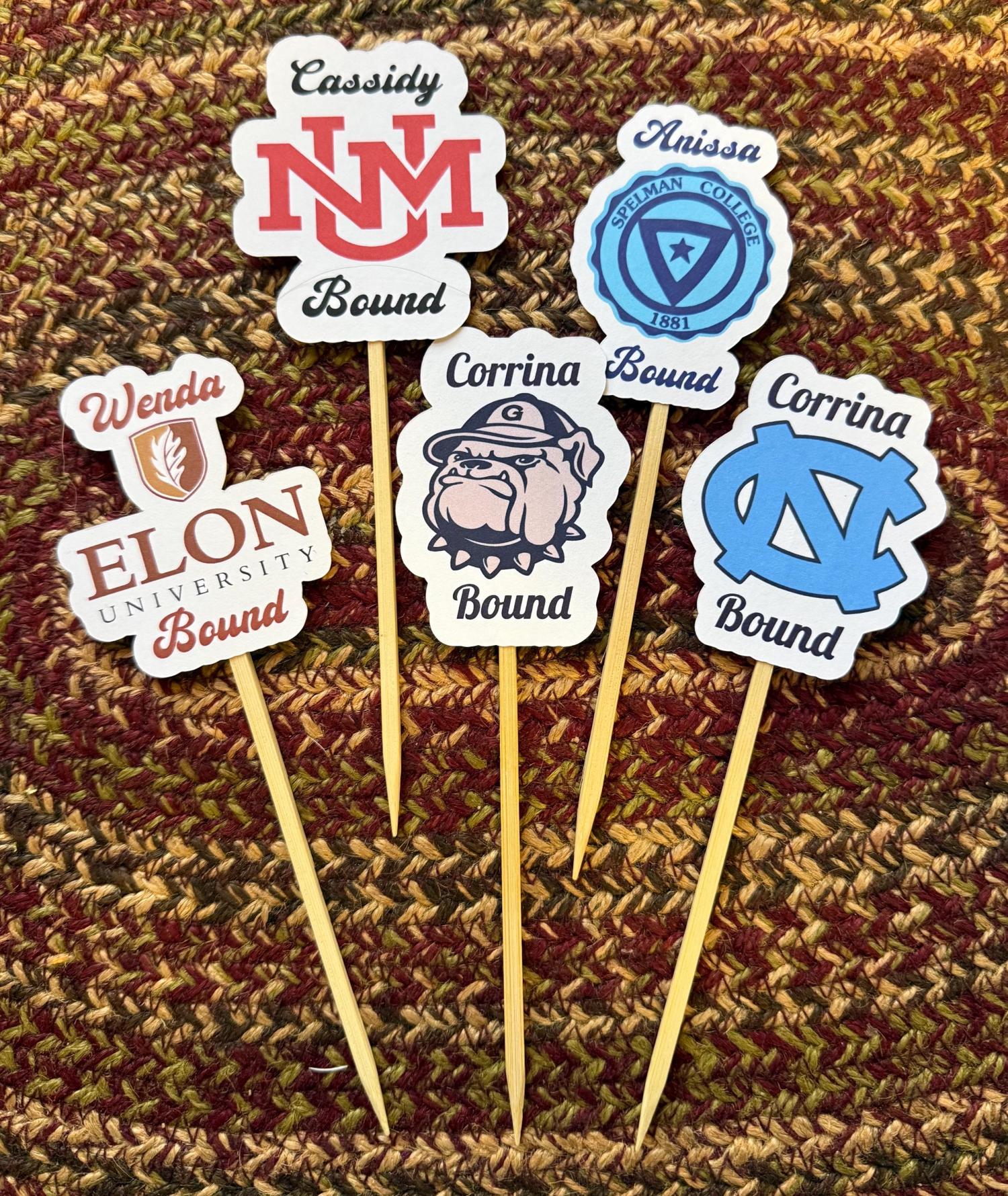 Custom College Logo Cupcake or Cake Toppers: Graduation Party Decor