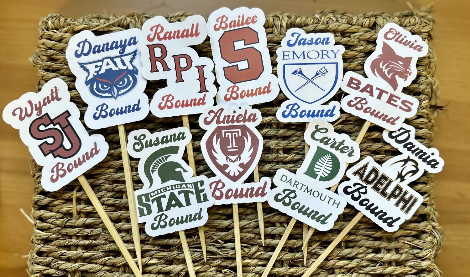 Custom College Logo Cupcake or Cake Toppers: Graduation Party Decor