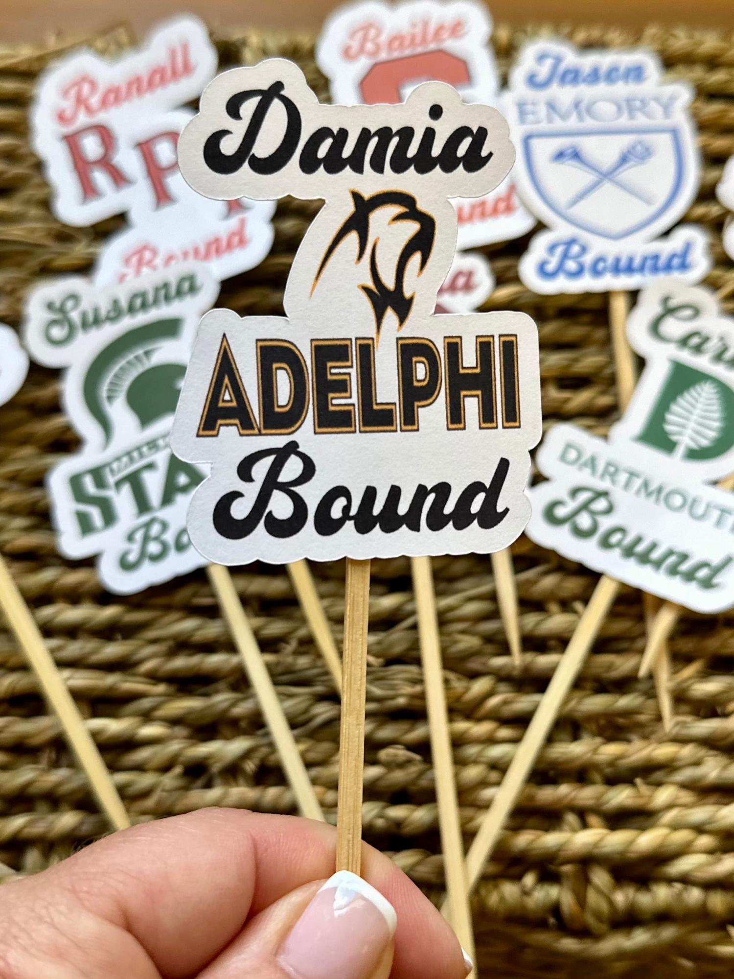 Custom College Logo Cupcake or Cake Toppers: Graduation Party Decor