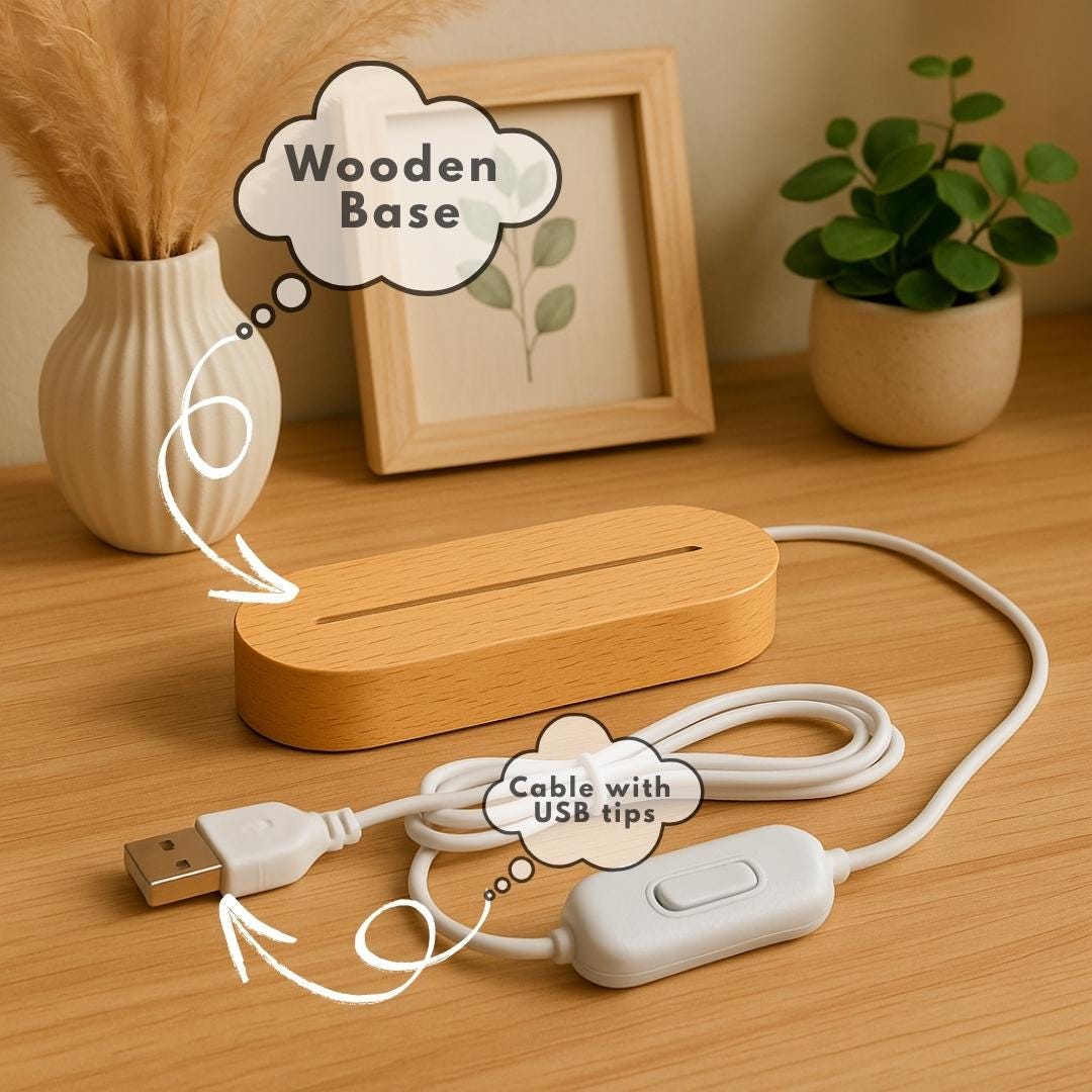 Personalized Name Night Light, Butterfly Flower LED Lamp, Custom Acrylic Light with Wooden Base, Gift for Her, Bedroom Decor