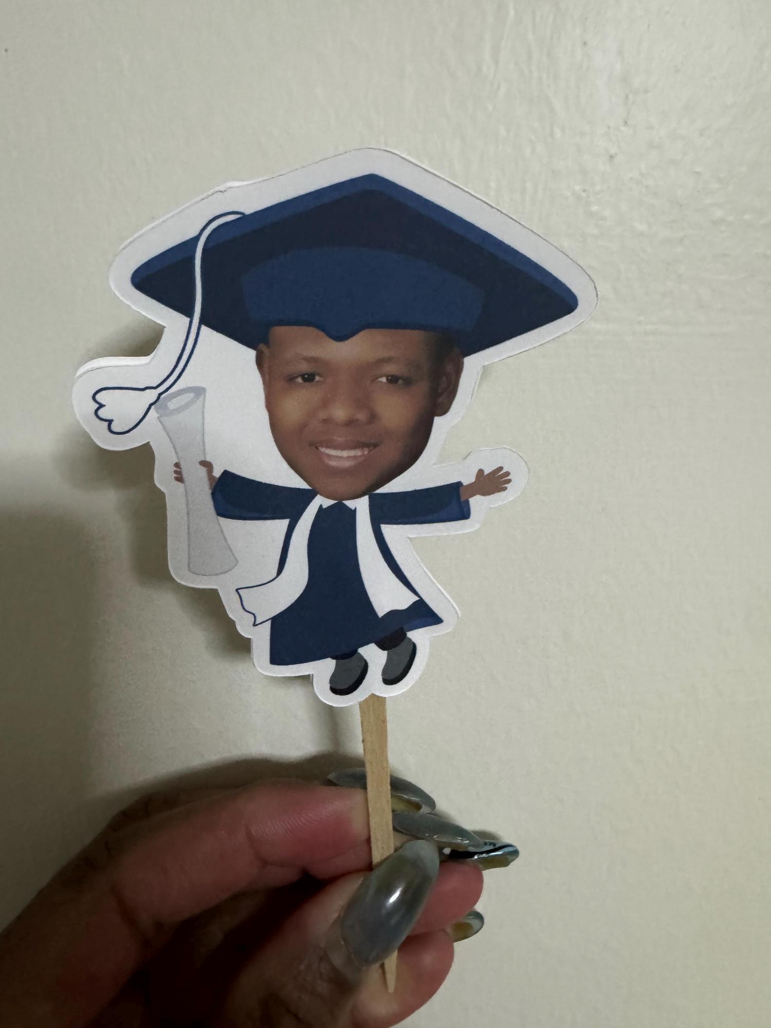 Graduation Cupcake Toppers, 2026 Grad Party Photo Favors, Personalized Big Head Face Graduate Decorations