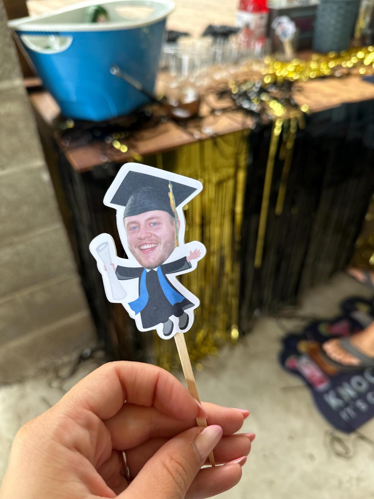 Graduation Cupcake Toppers, 2026 Grad Party Photo Favors, Personalized Big Head Face Graduate Decorations
