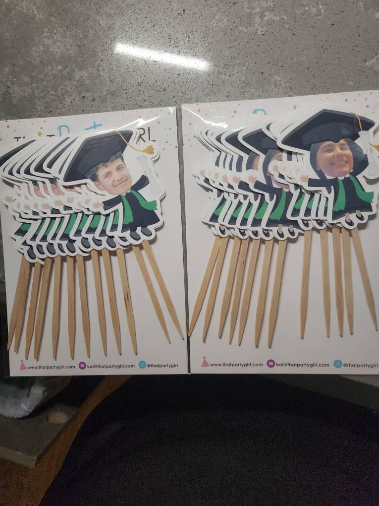 Graduation Cupcake Toppers, 2026 Grad Party Photo Favors, Personalized Big Head Face Graduate Decorations