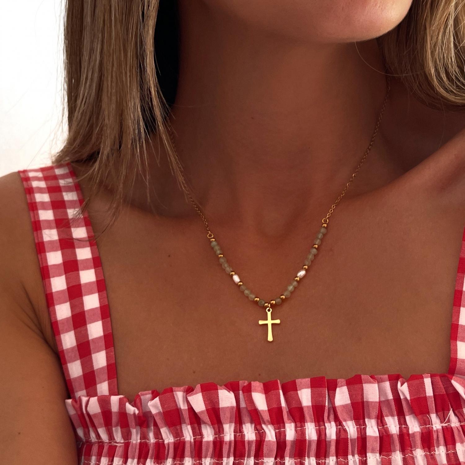 Beaded Cross Necklace - Gold Filled Cross Necklace - Cross Necklaces - Cross Charm Necklace - Personalized Gifts - Gifts