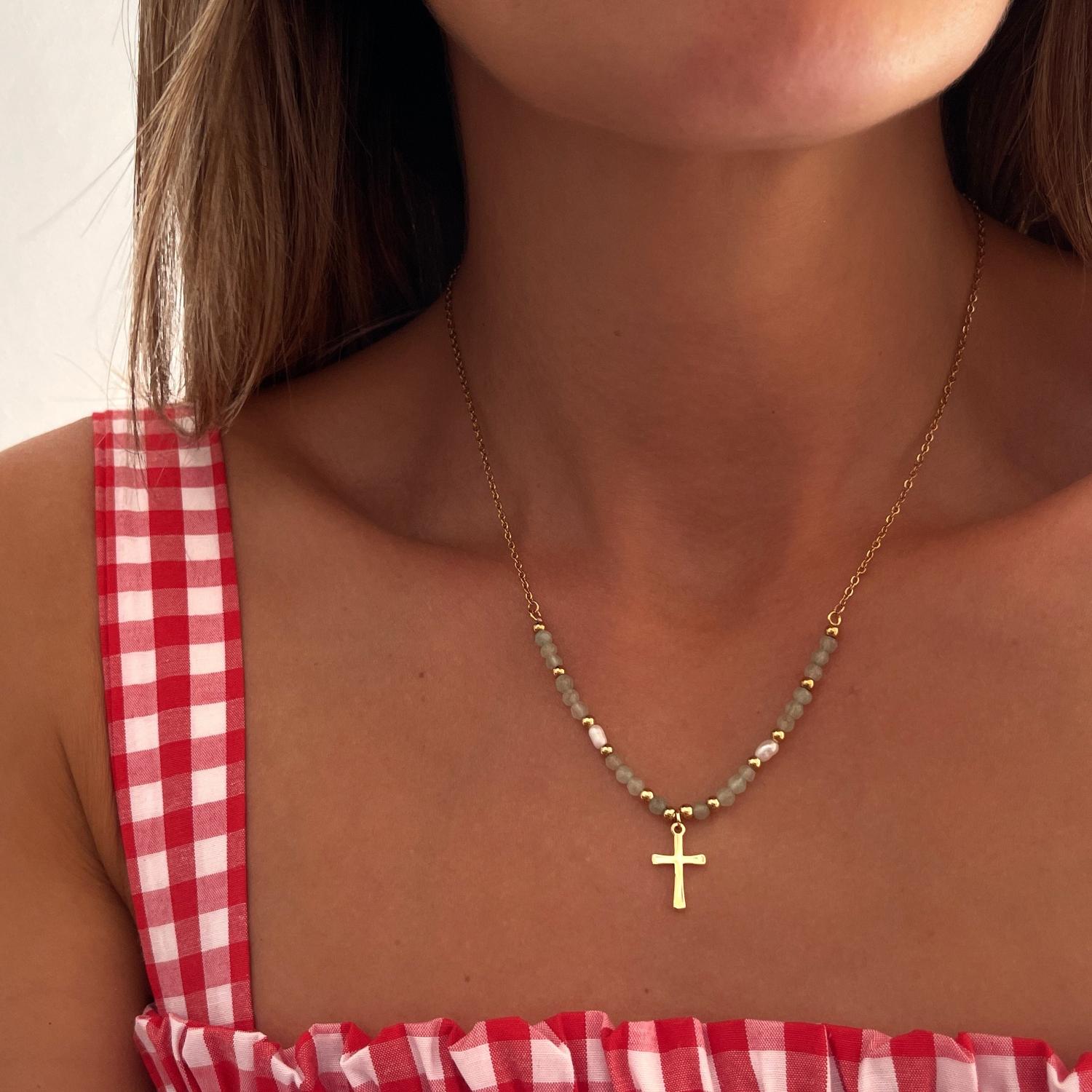 Beaded Cross Necklace - Gold Filled Cross Necklace - Cross Necklaces - Cross Charm Necklace - Personalized Gifts - Gifts