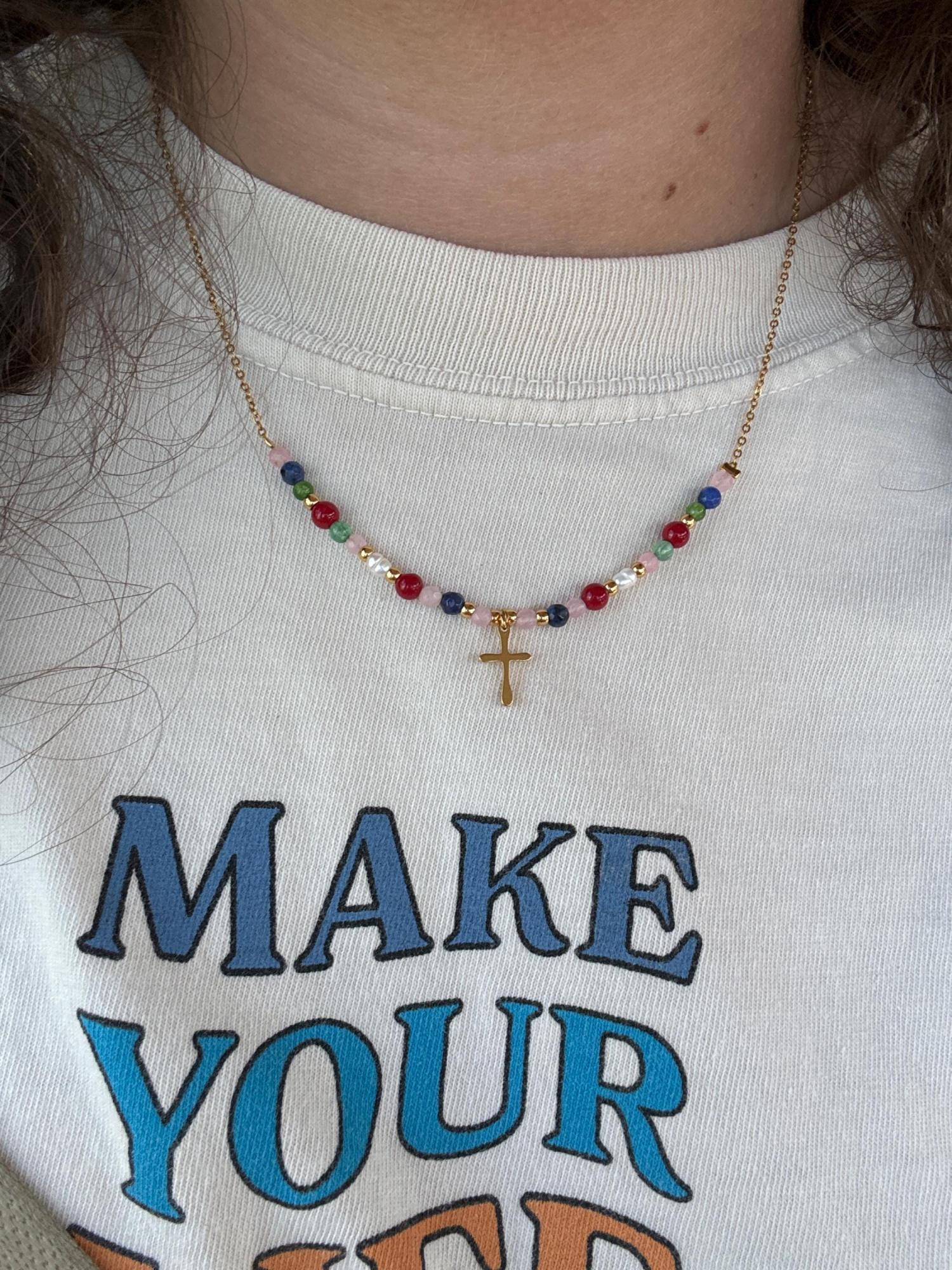 Beaded Cross Necklace - Gold Filled Cross Necklace - Cross Necklaces - Cross Charm Necklace - Personalized Gifts - Gifts