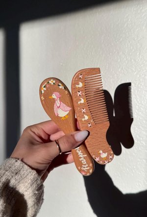 Baby Hairbrush + Comb, Hand-Painted, Birthday, Christmas, Baby Shower Gift