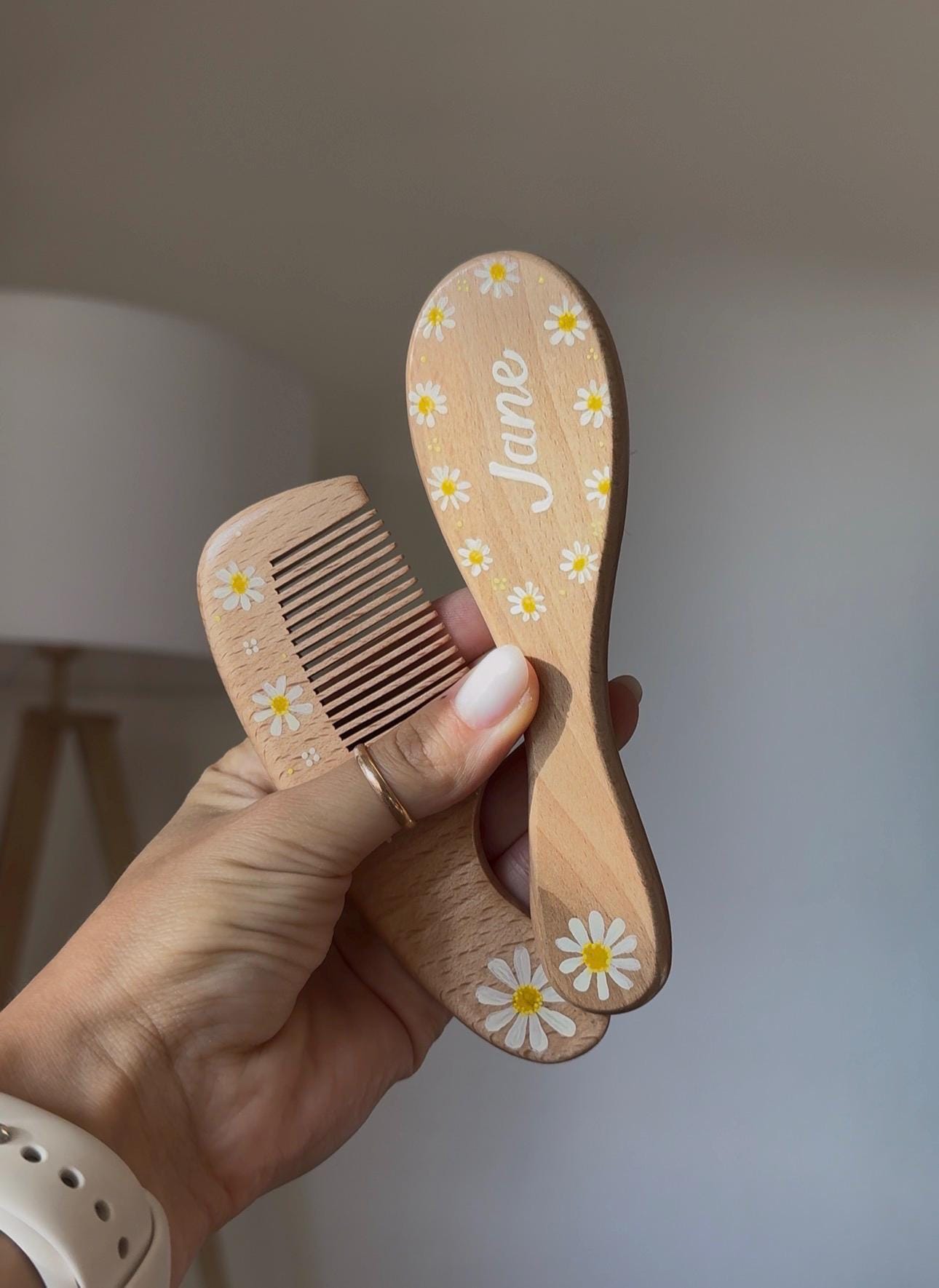 Baby Hairbrush + Comb, Hand-Painted, Birthday, Christmas, Baby Shower Gift