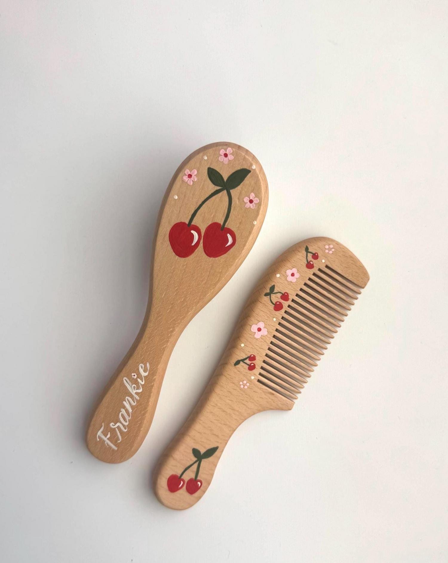 Baby Hairbrush + Comb, Hand-Painted, Birthday, Christmas, Baby Shower Gift