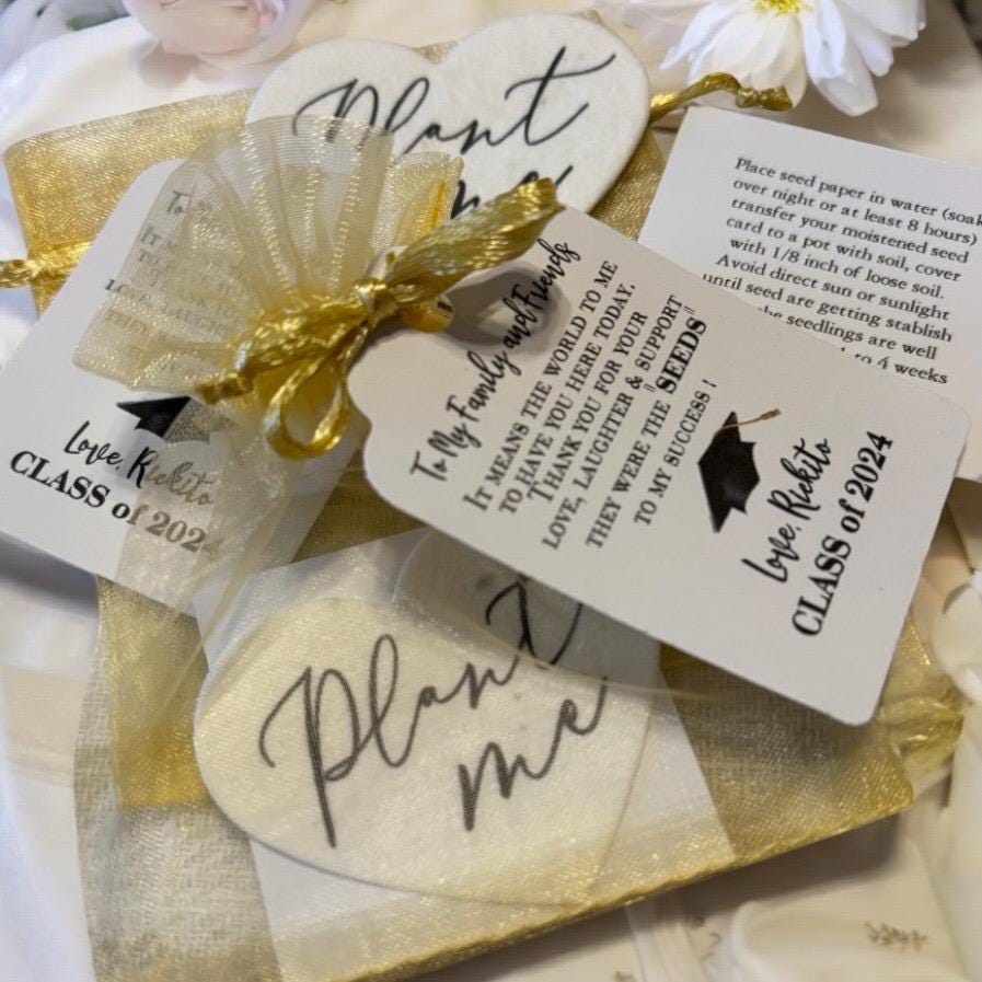 Plantable Heart shapes Thank you graduation favour Seed paper 2 inches Heart gift labels, wedding favor, graduation favors, graduation