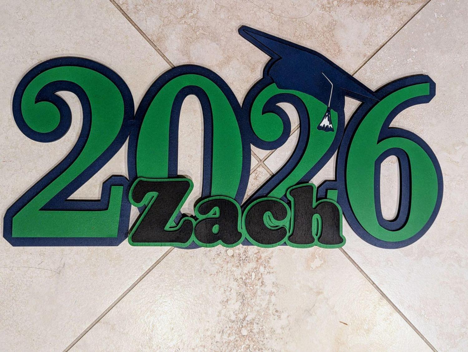 Personalized Wooden Graduation Sign: Custom 3D Layered Name & Year