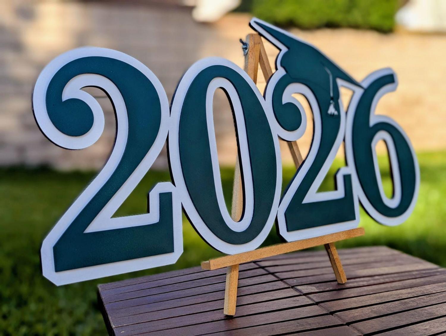 Personalized Wooden Graduation Sign: Custom 3D Layered Name & Year