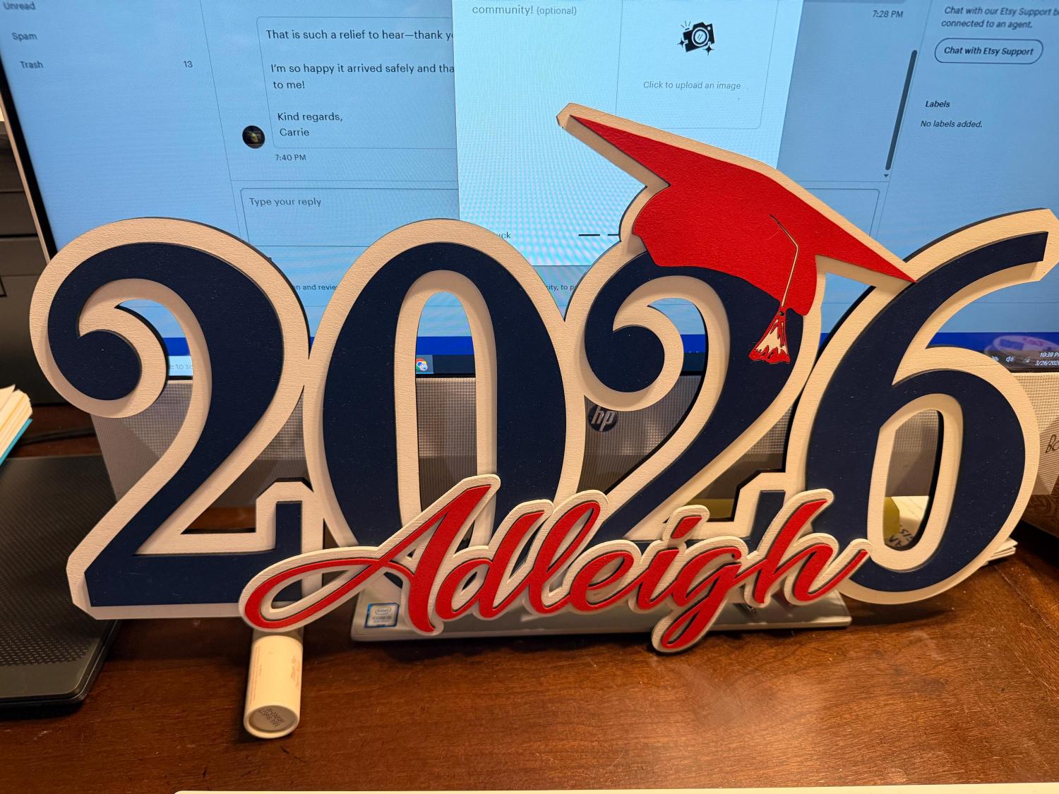 Personalized Wooden Graduation Sign: Custom 3D Layered Name & Year