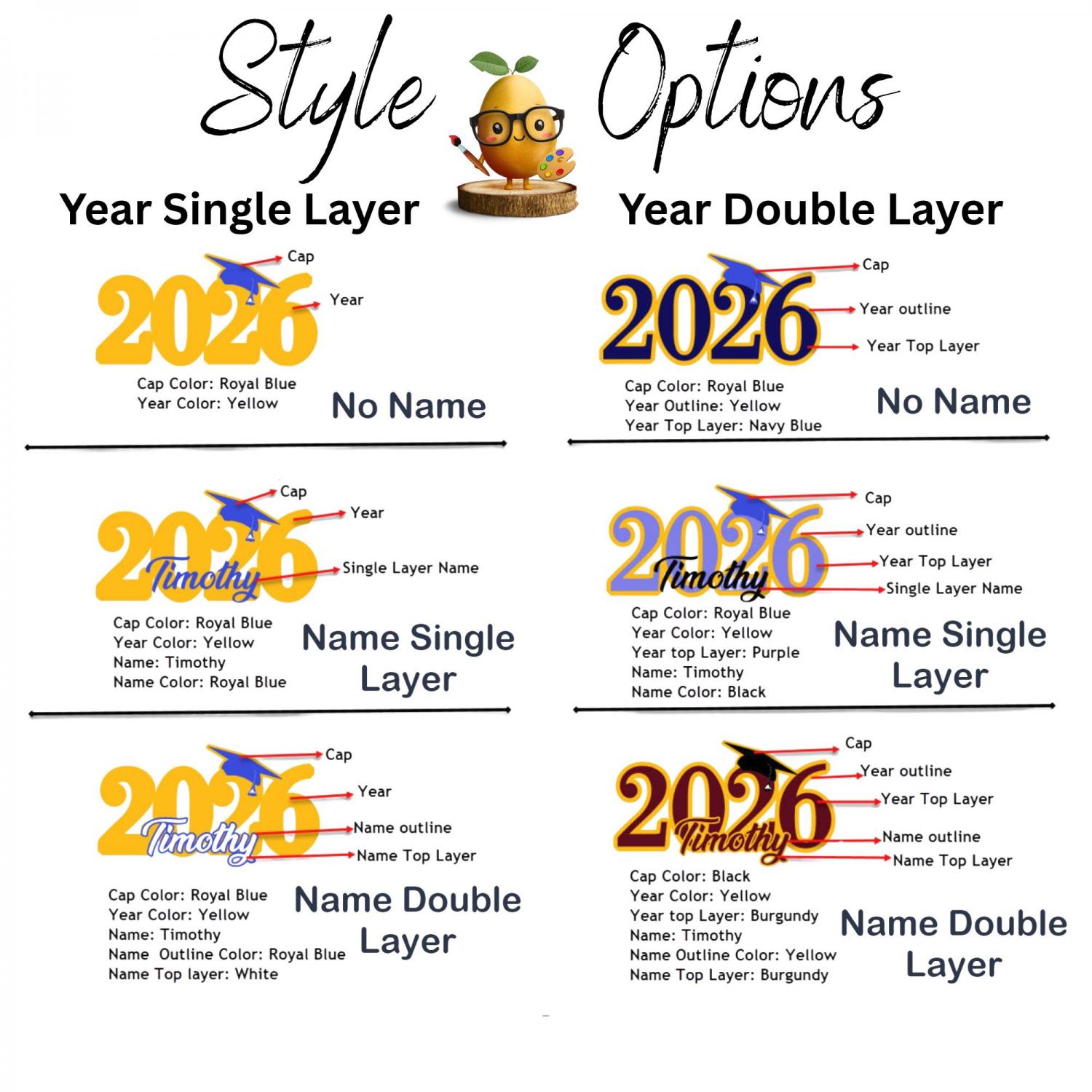 Personalized Wooden Graduation Sign: Custom 3D Layered Name & Year