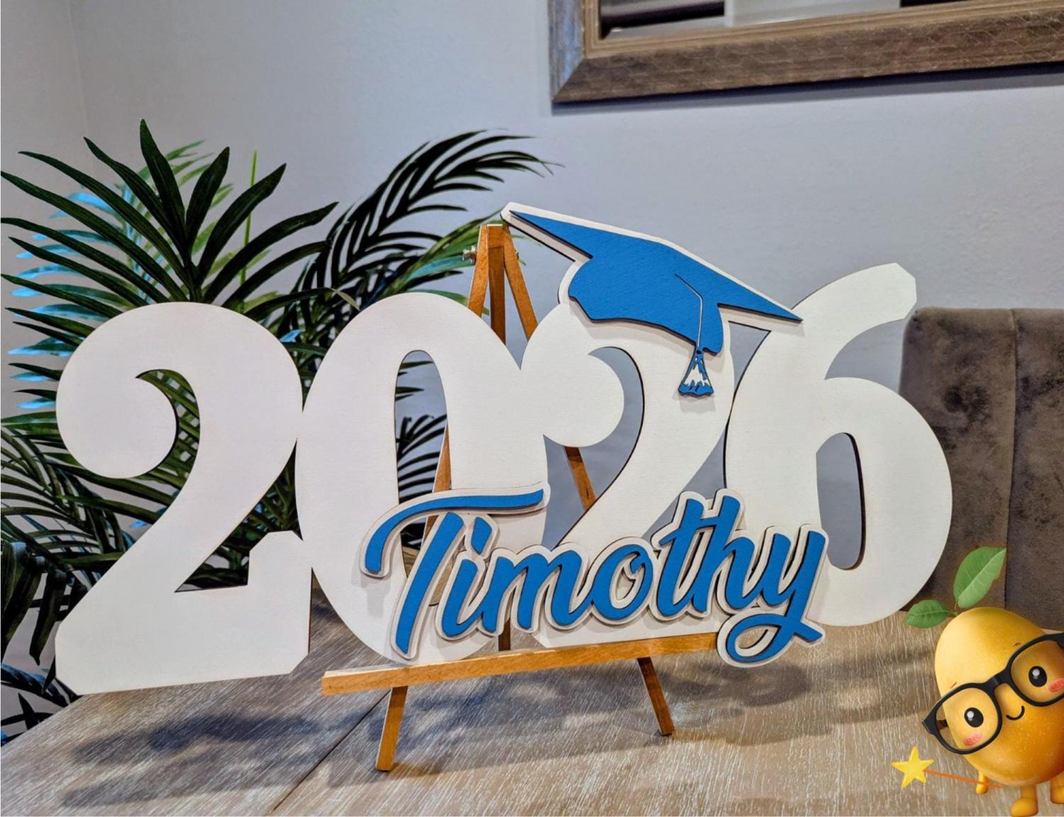 Personalized Wooden Graduation Sign: Custom 3D Layered Name & Year