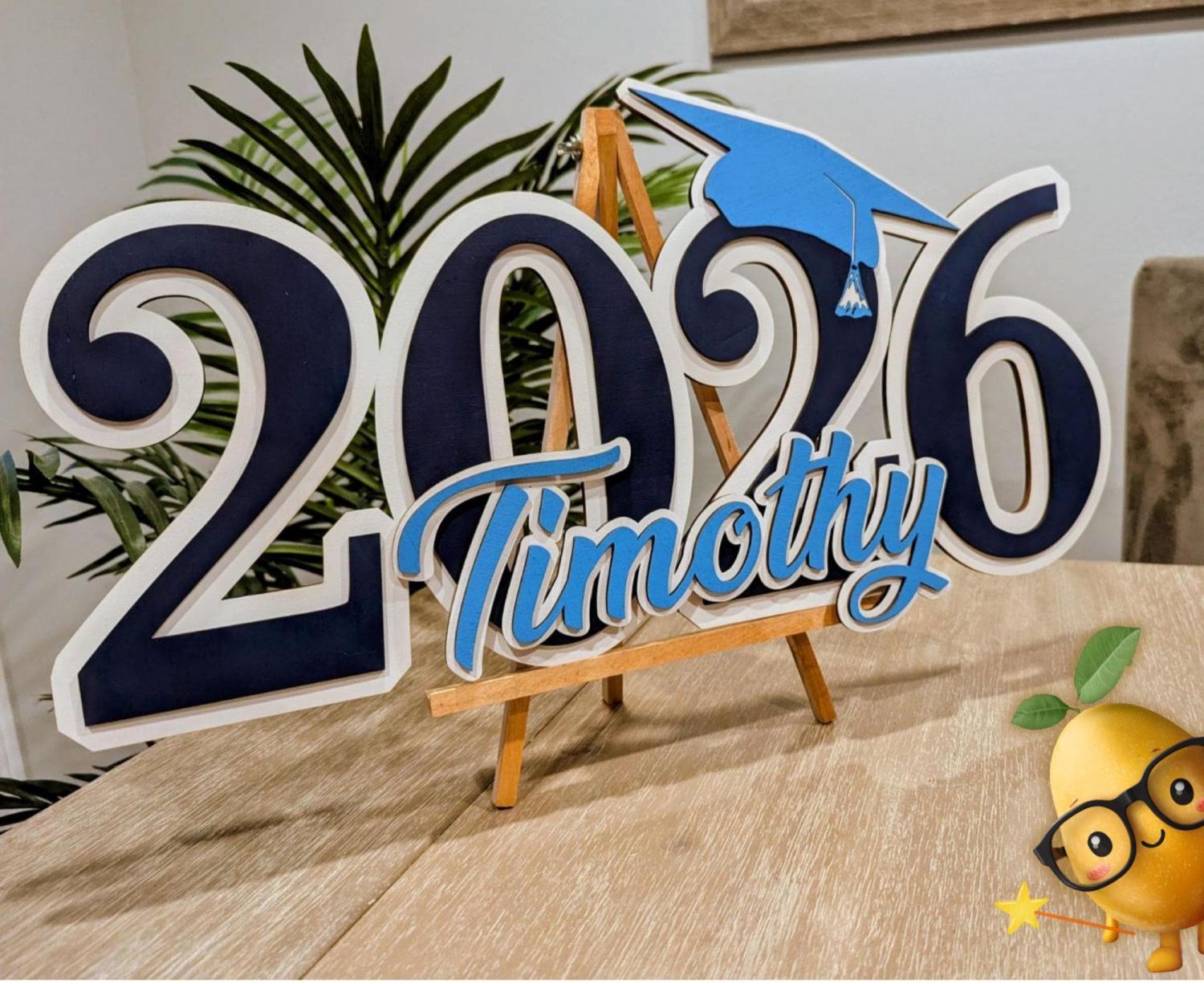 Personalized Wooden Graduation Sign: Custom 3D Layered Name & Year
