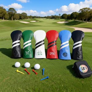 Personalized Golf Club Headcover, Custom Leather Golf Club Cover, Monogram Embroidered Golf Gift for Men, Gift for Golfer, Dad, Coach