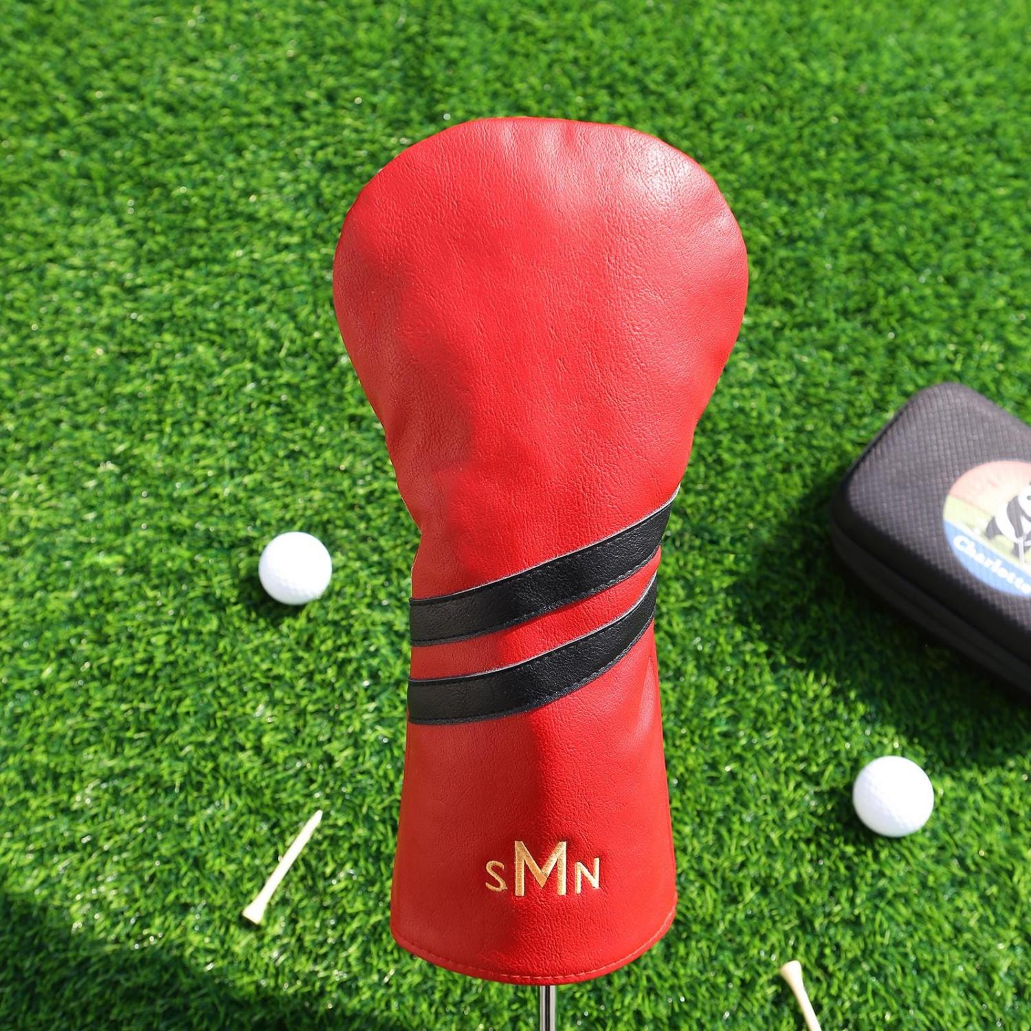 Personalized Golf Club Headcover, Custom Leather Golf Club Cover, Monogram Embroidered Golf Gift for Men, Gift for Golfer, Dad, Coach