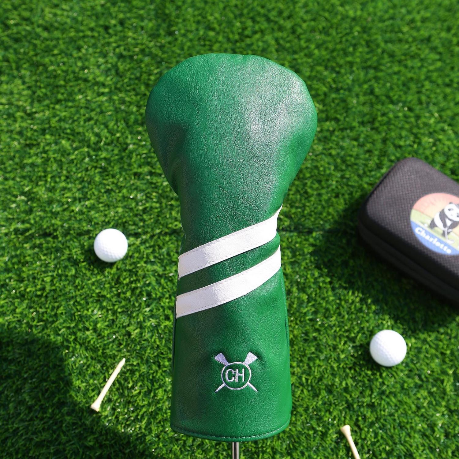 Personalized Golf Club Headcover, Custom Leather Golf Club Cover, Monogram Embroidered Golf Gift for Men, Gift for Golfer, Dad, Coach