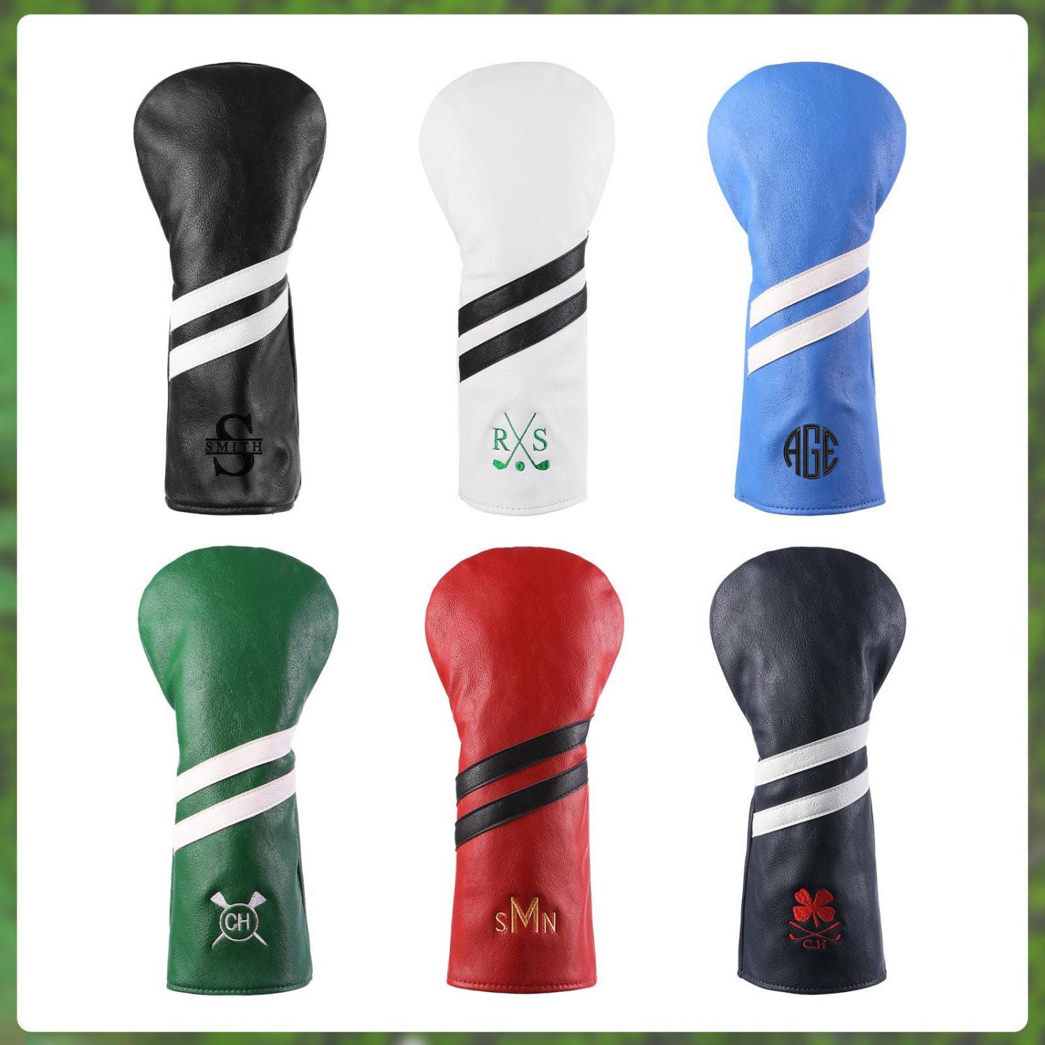 Personalized Golf Club Headcover, Custom Leather Golf Club Cover, Monogram Embroidered Golf Gift for Men, Gift for Golfer, Dad, Coach