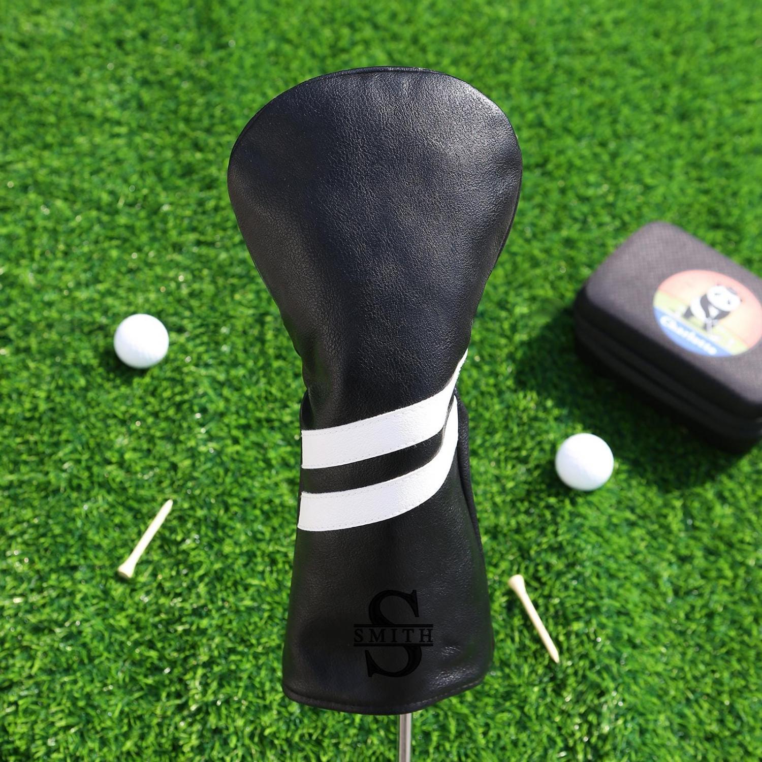 Personalized Golf Club Headcover, Custom Leather Golf Club Cover, Monogram Embroidered Golf Gift for Men, Gift for Golfer, Dad, Coach
