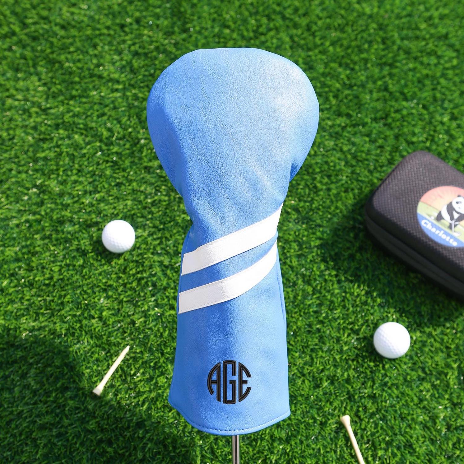 Personalized Golf Club Headcover, Custom Leather Golf Club Cover, Monogram Embroidered Golf Gift for Men, Gift for Golfer, Dad, Coach