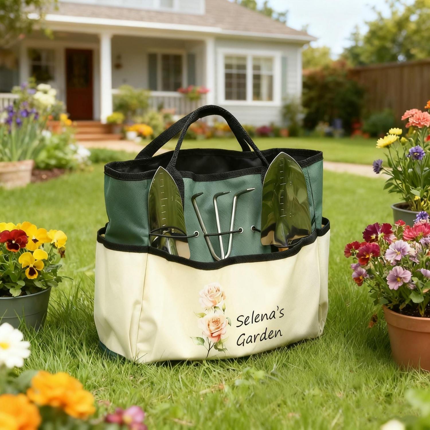 Personalized Gardening Bag and Tools, Garden Tote Bag, Garden Bag, Gardening Gifts, Gift for Gardener, Mom Grandma Gifts, Mothers Day Gifts