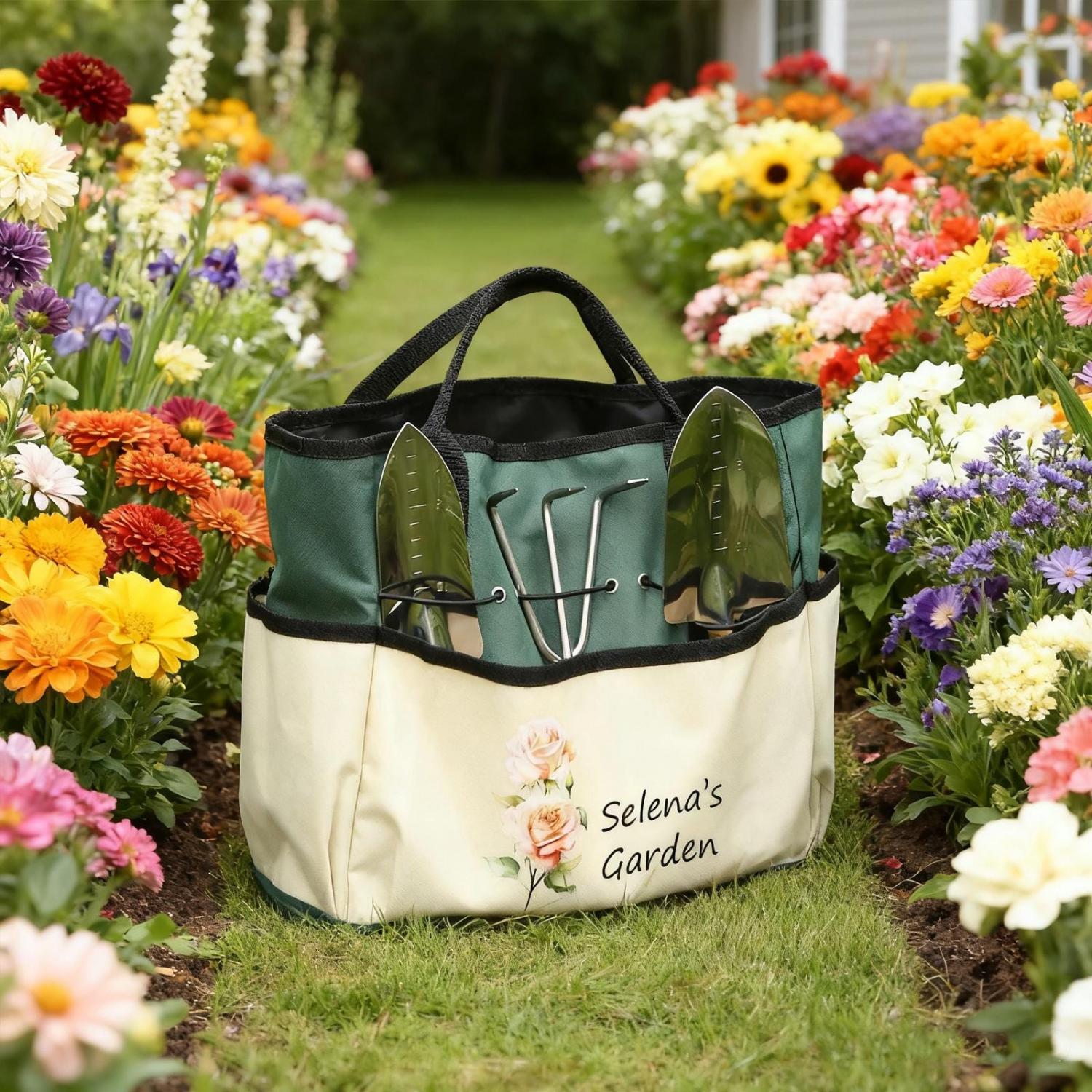 Personalized Gardening Bag and Tools, Garden Tote Bag, Garden Bag, Gardening Gifts, Gift for Gardener, Mom Grandma Gifts, Mothers Day Gifts