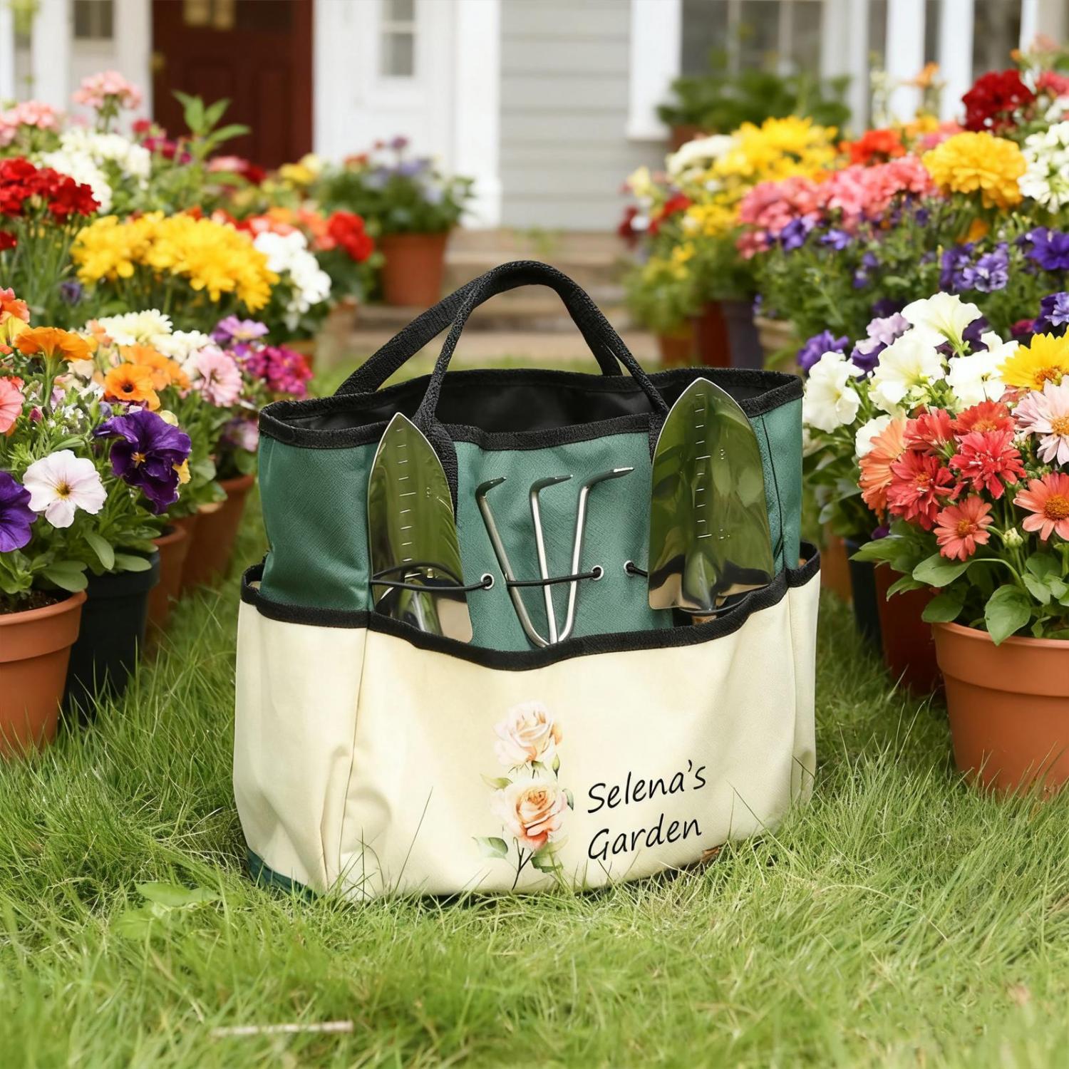 Personalized Gardening Bag and Tools, Garden Tote Bag, Garden Bag, Gardening Gifts, Gift for Gardener, Mom Grandma Gifts, Mothers Day Gifts