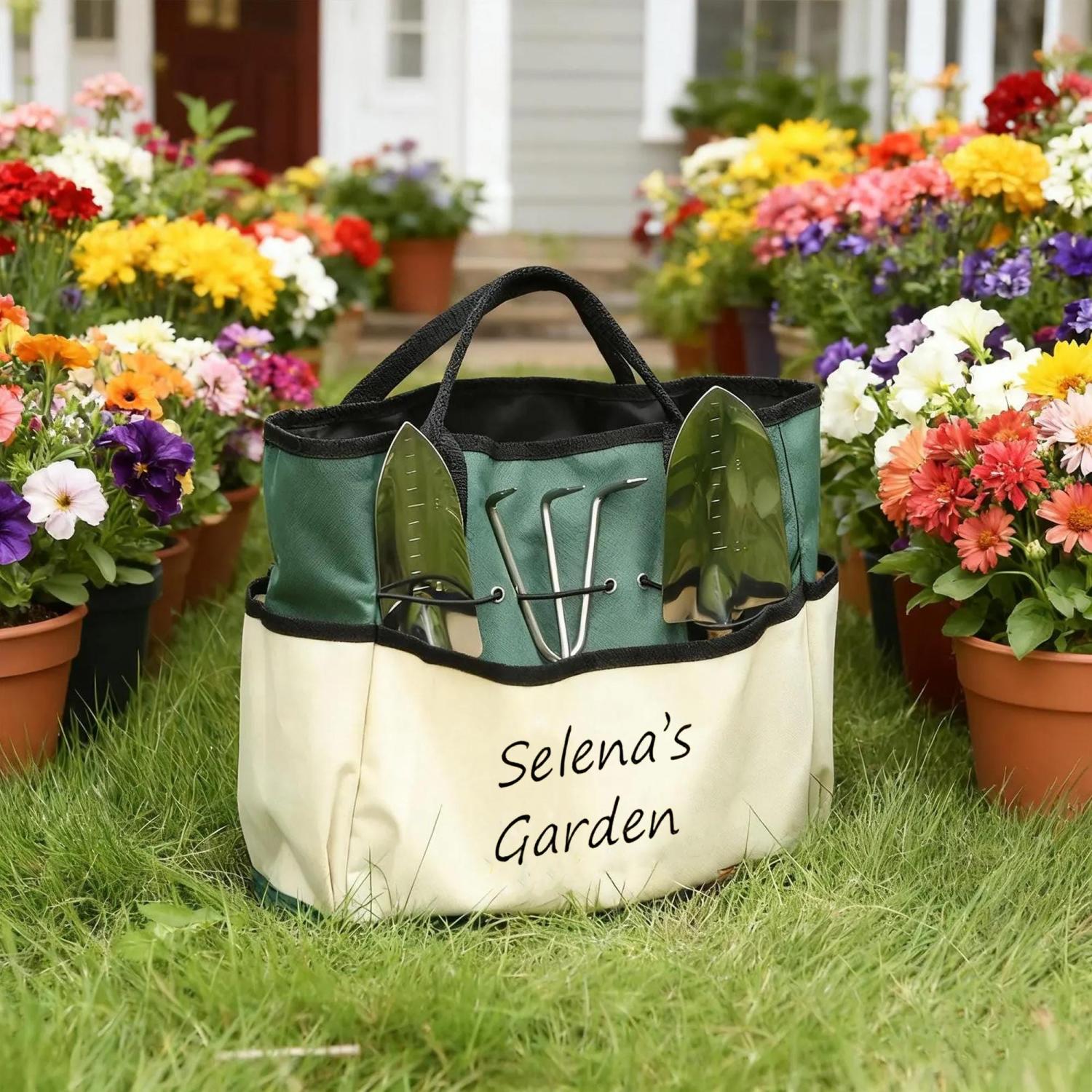 Personalized Gardening Bag and Tools, Garden Tote Bag, Garden Bag, Gardening Gifts, Gift for Gardener, Mom Grandma Gifts, Mothers Day Gifts