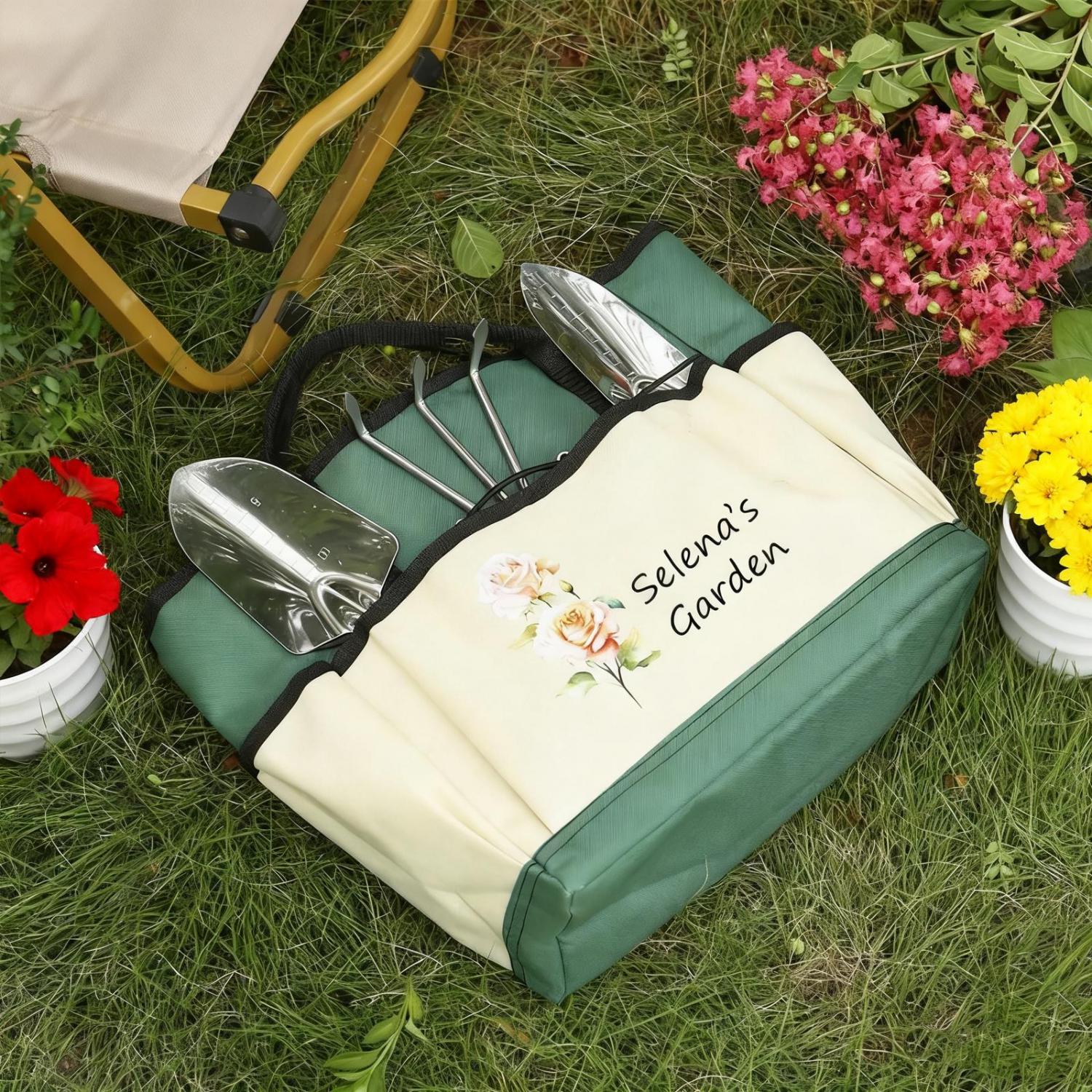 Personalized Gardening Bag and Tools, Garden Tote Bag, Garden Bag, Gardening Gifts, Gift for Gardener, Mom Grandma Gifts, Mothers Day Gifts
