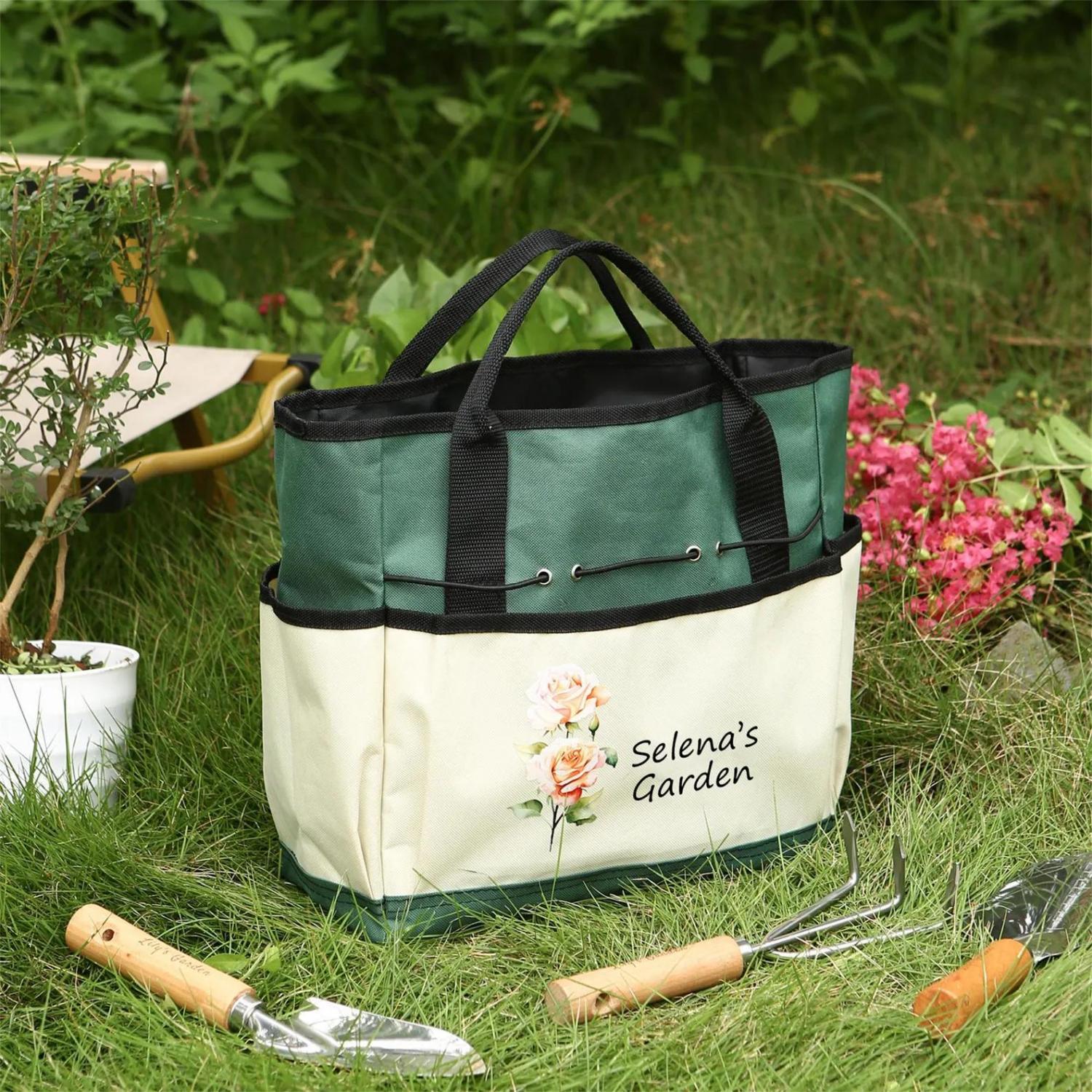 Personalized Gardening Bag and Tools, Garden Tote Bag, Garden Bag, Gardening Gifts, Gift for Gardener, Mom Grandma Gifts, Mothers Day Gifts