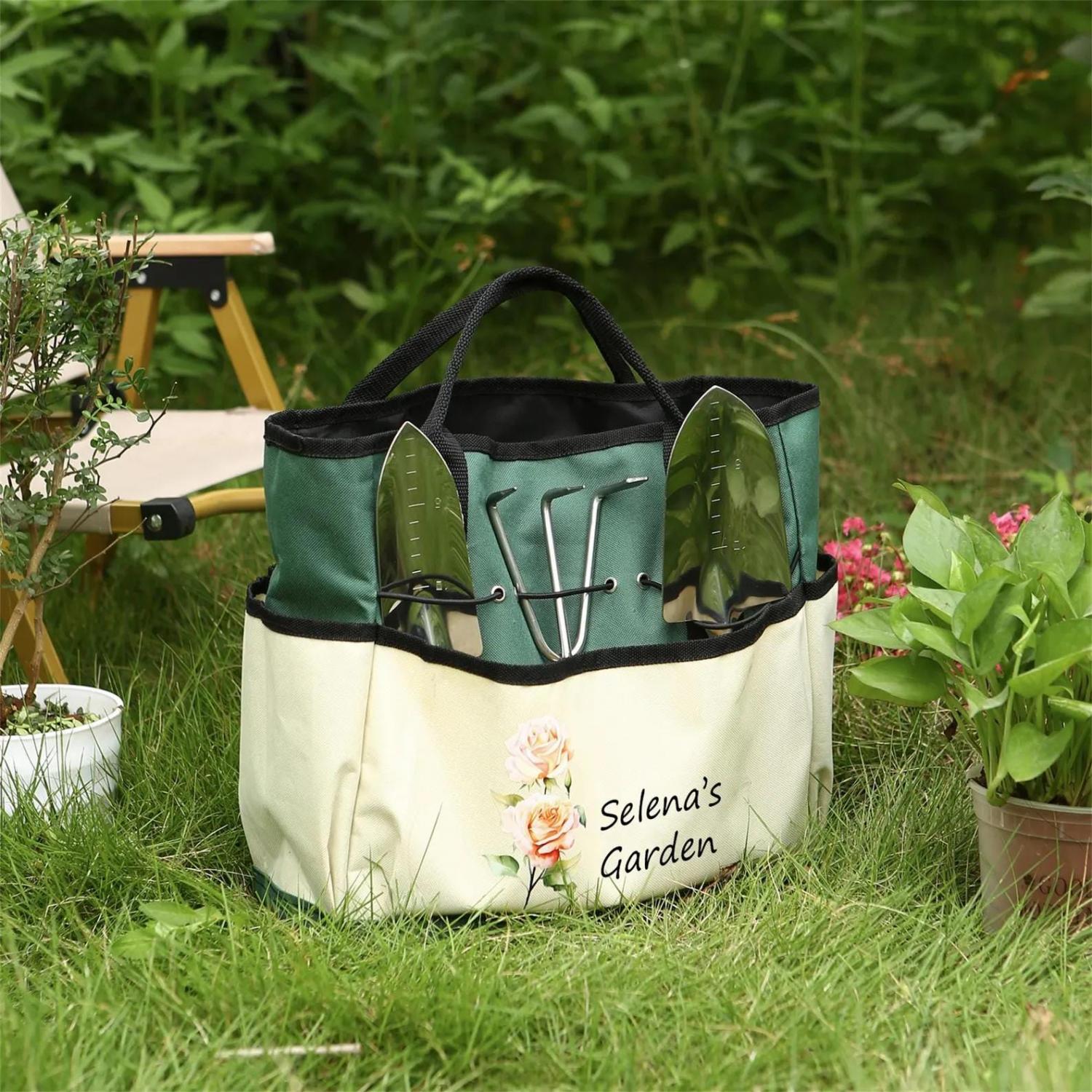 Personalized Gardening Bag and Tools, Garden Tote Bag, Garden Bag, Gardening Gifts, Gift for Gardener, Mom Grandma Gifts, Mothers Day Gifts