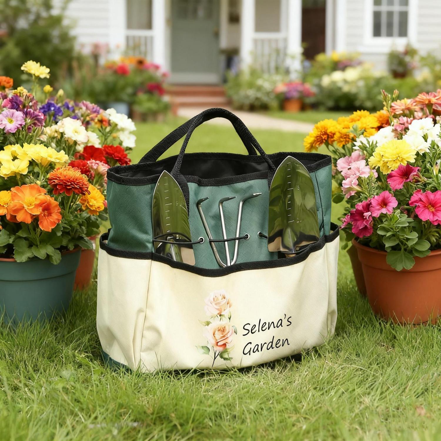 Personalized Gardening Bag and Tools, Garden Tote Bag, Garden Bag, Gardening Gifts, Gift for Gardener, Mom Grandma Gifts, Mothers Day Gifts