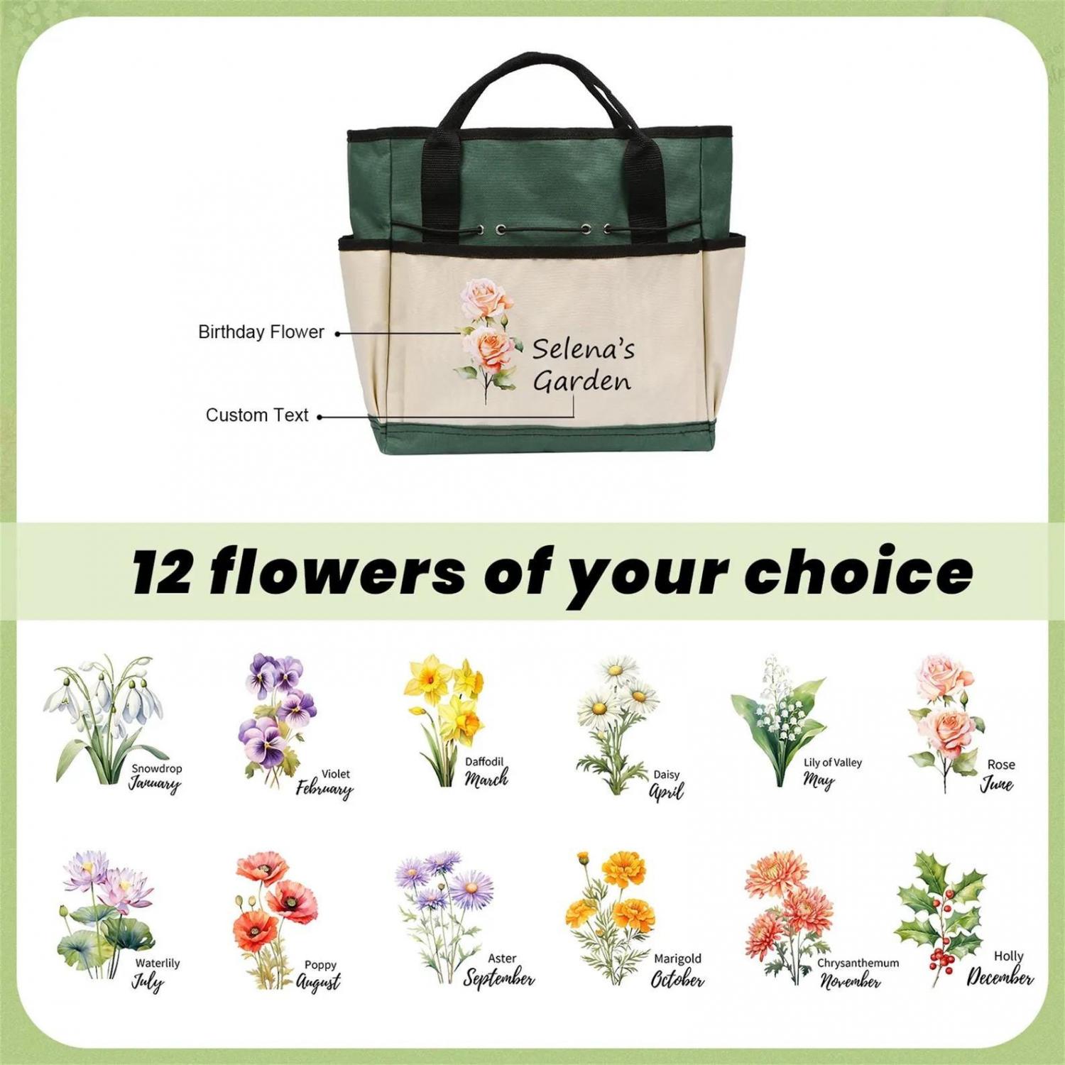 Personalized Gardening Bag and Tools, Garden Tote Bag, Garden Bag, Gardening Gifts, Gift for Gardener, Mom Grandma Gifts, Mothers Day Gifts