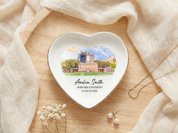 Personalized Graduation Jewelry Dish, Custom College Gift, University Logo Ring Dish, Class of 2026 Keepsake for Her