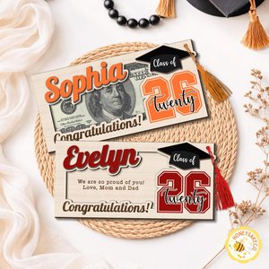 Personalized Graduation Money Holder, Class Of 2026 Graduation Gifts, High School Senior Gift, High School Grad Cash Holder