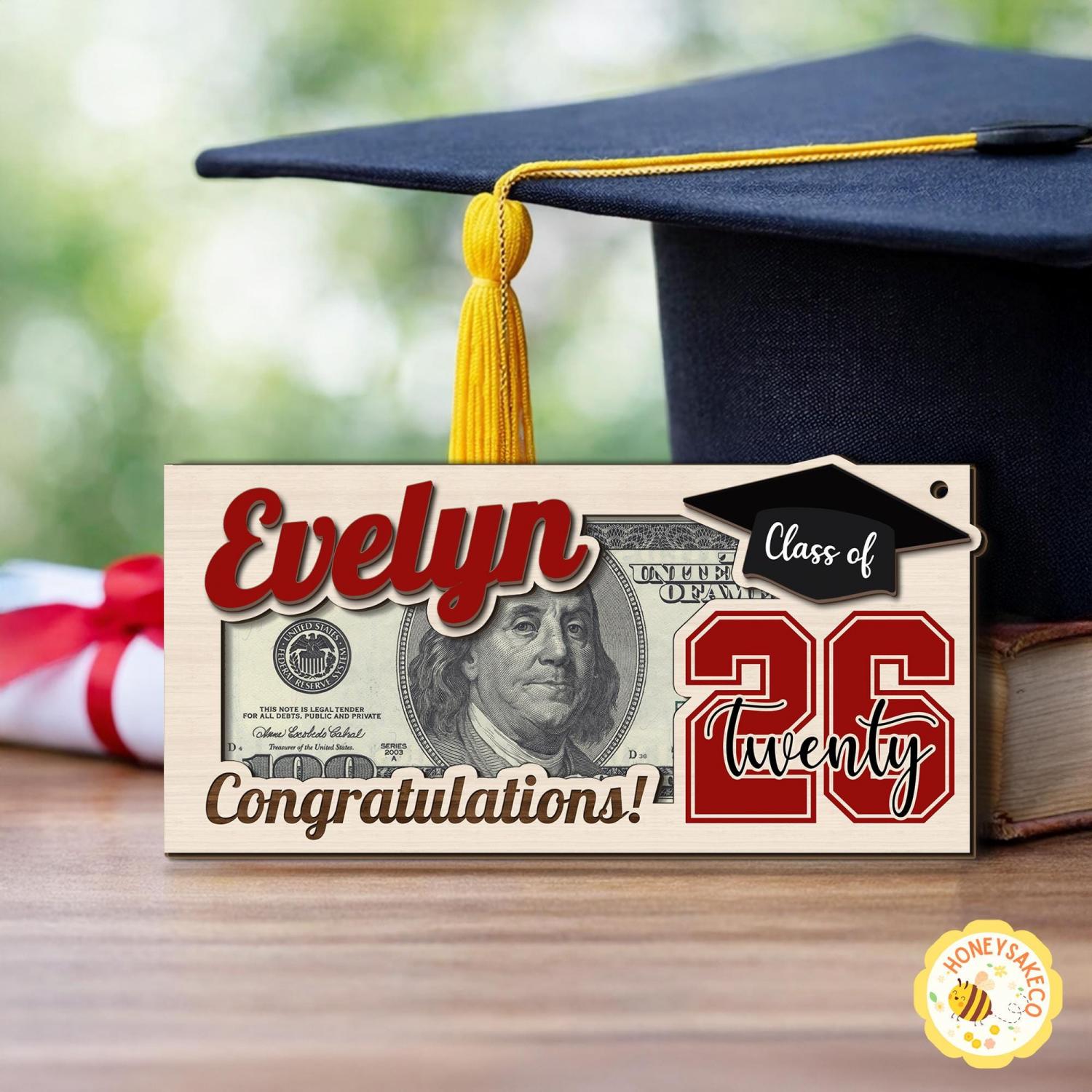 Personalized Graduation Money Holder, Class Of 2026 Graduation Gifts, High School Senior Gift, High School Grad Cash Holder