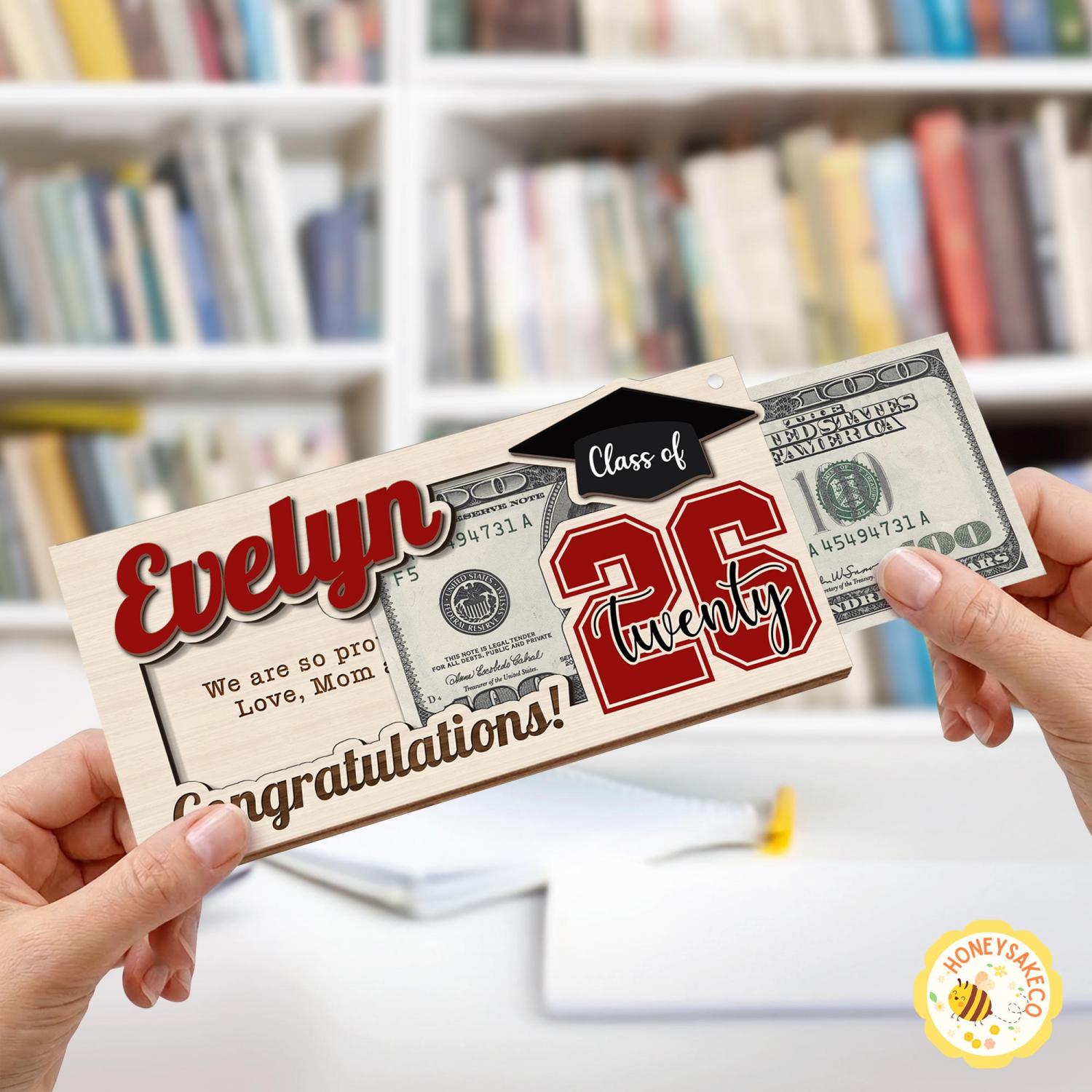 Personalized Graduation Money Holder, Class Of 2026 Graduation Gifts, High School Senior Gift, High School Grad Cash Holder