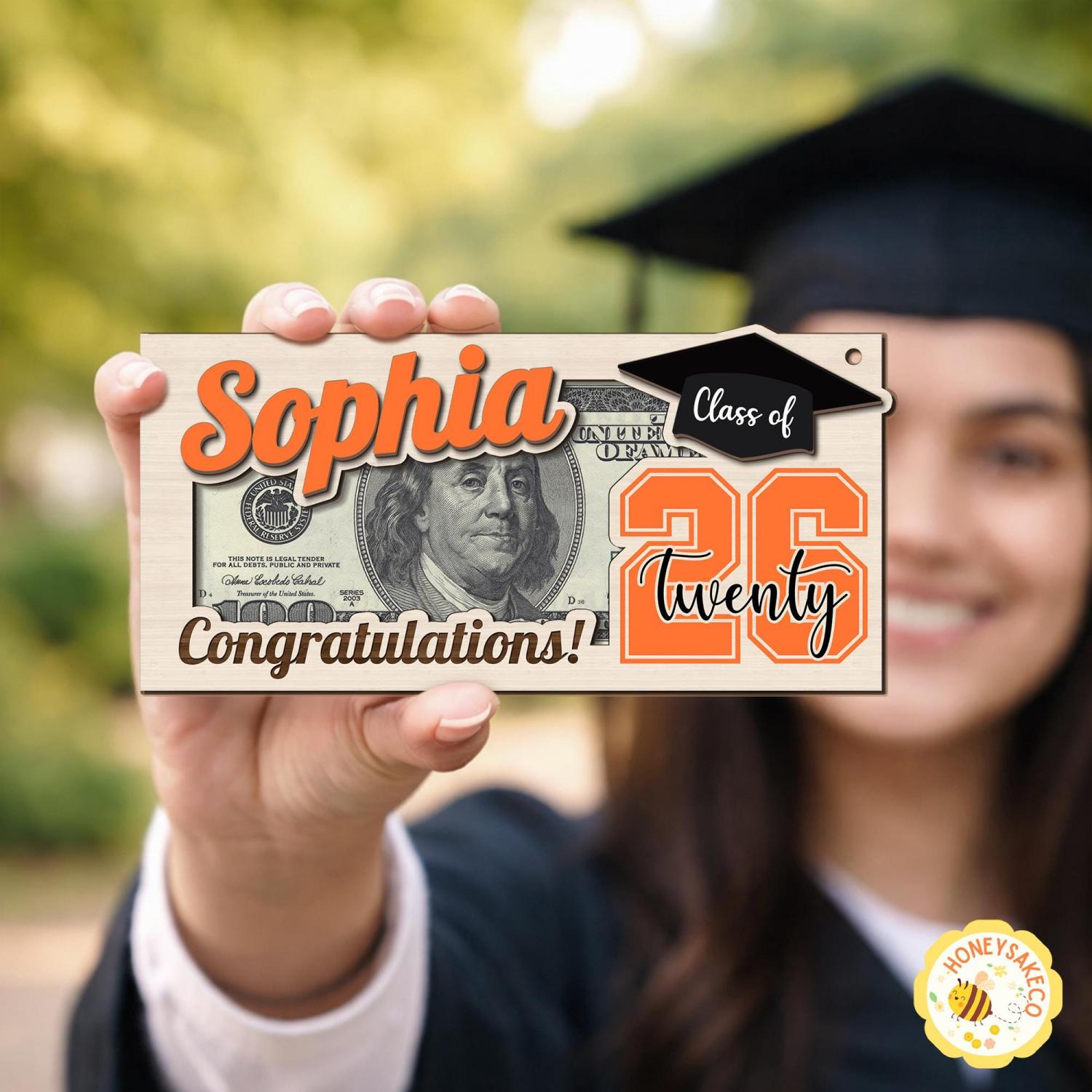 Personalized Graduation Money Holder, Class Of 2026 Graduation Gifts, High School Senior Gift, High School Grad Cash Holder