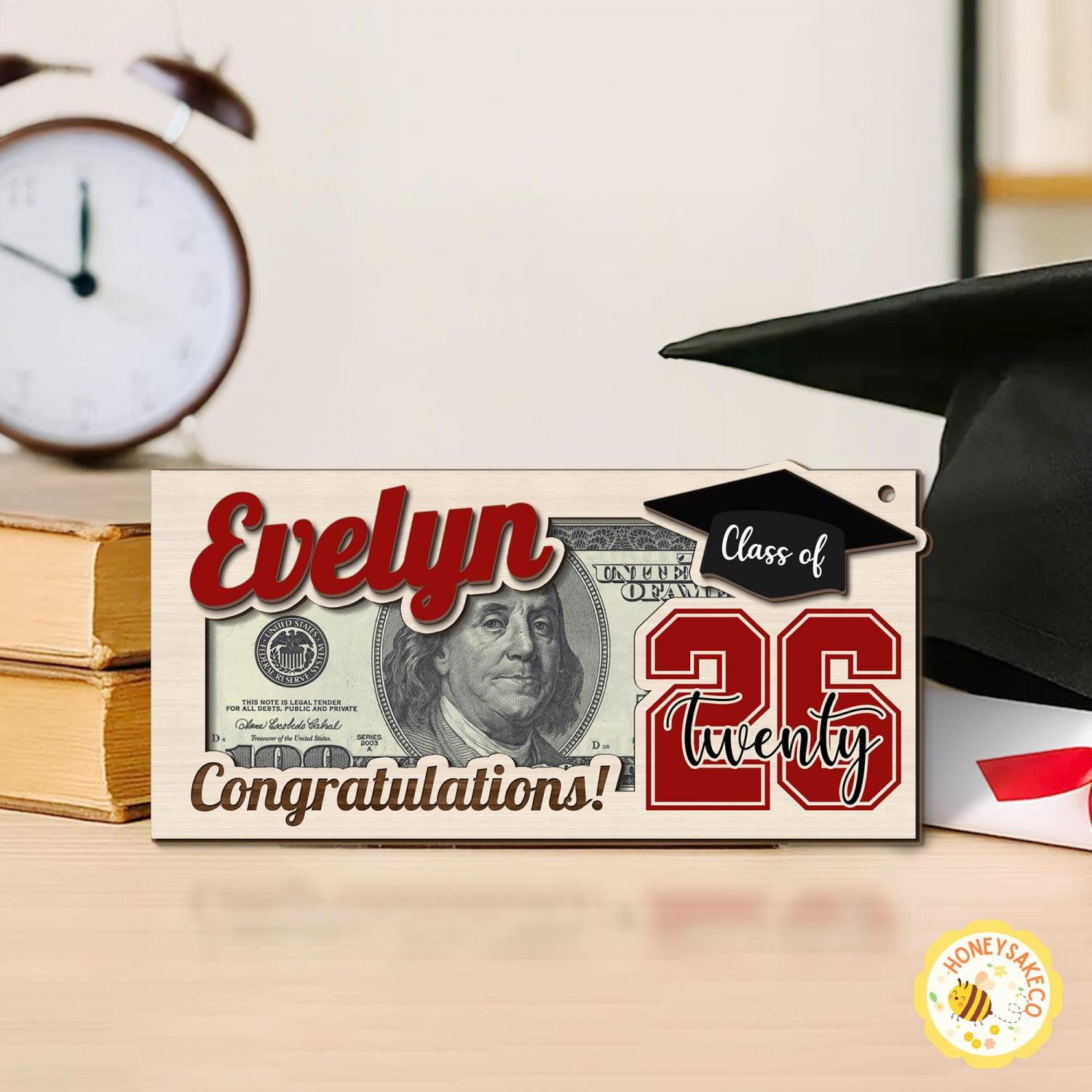 Personalized Graduation Money Holder, Class Of 2026 Graduation Gifts, High School Senior Gift, High School Grad Cash Holder