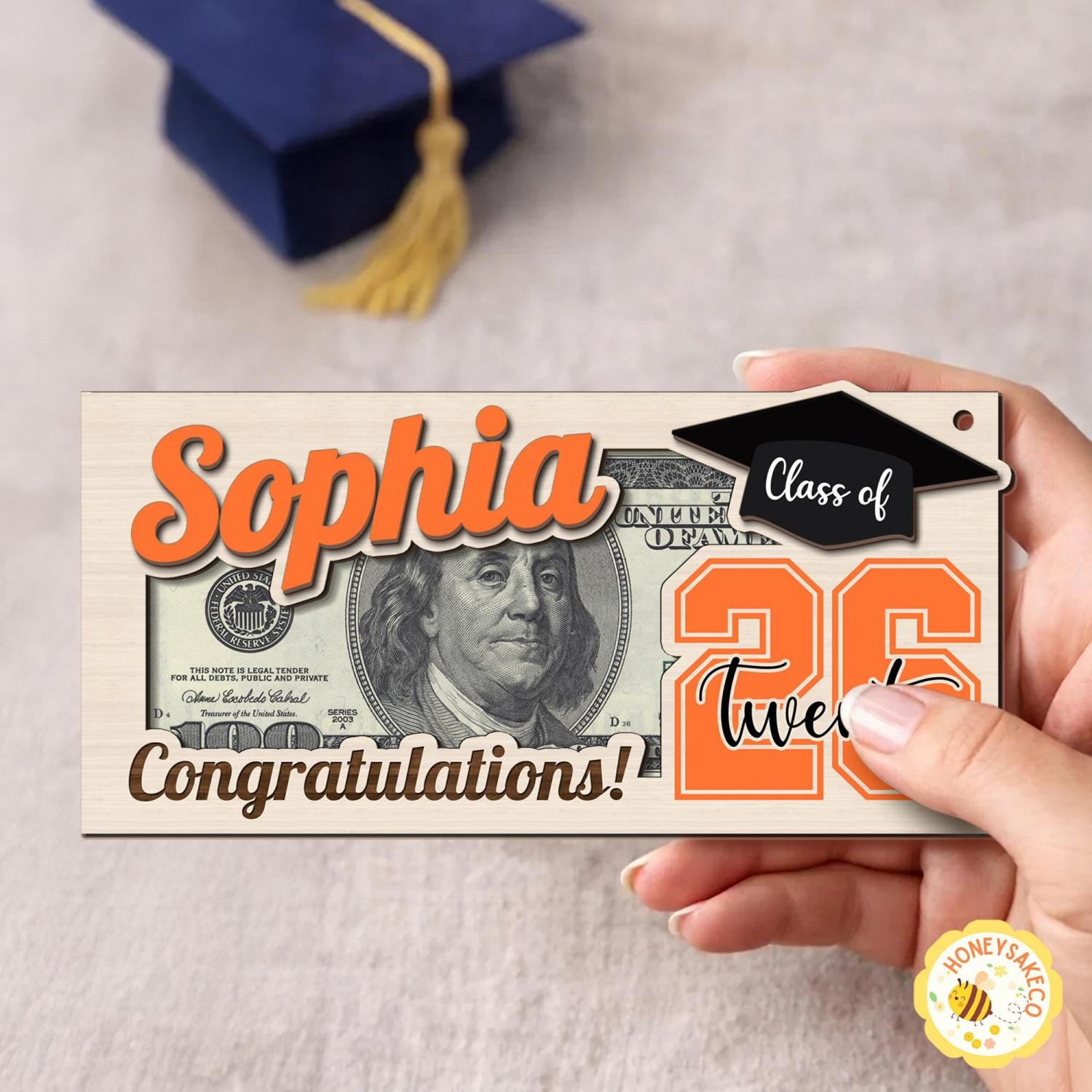 Personalized Graduation Money Holder, Class Of 2026 Graduation Gifts, High School Senior Gift, High School Grad Cash Holder