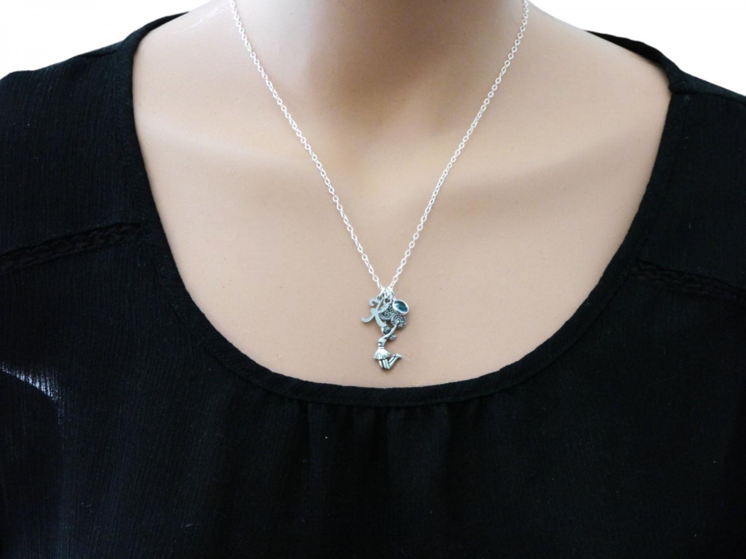 Cheerleader Necklace, Personalized Cheerleader Necklace, Cheerleader Gifts, Letter Birthstone, Cheerleader Jewelry, Cheer Necklace, Custom