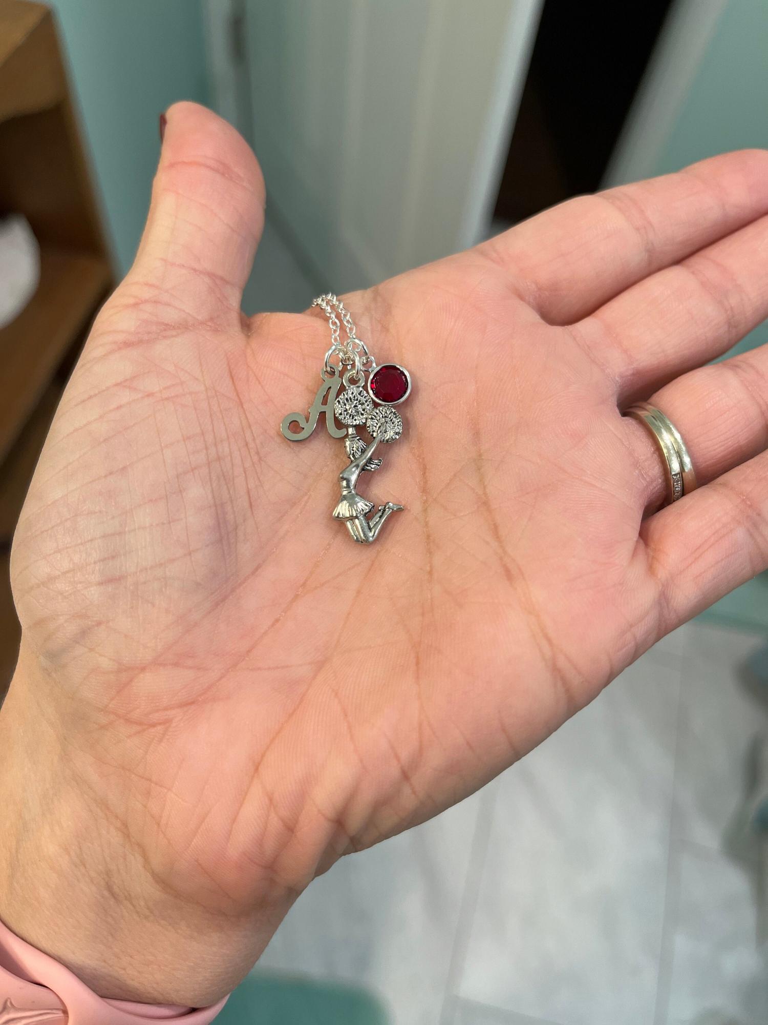 Cheerleader Necklace, Personalized Cheerleader Necklace, Cheerleader Gifts, Letter Birthstone, Cheerleader Jewelry, Cheer Necklace, Custom