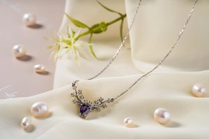 Personalized Birthstone Deer Antler Necklace • Sterling Silver Diamond Accent  • Custom Wildlife Antler Pendant • Gift for Deer Lovers