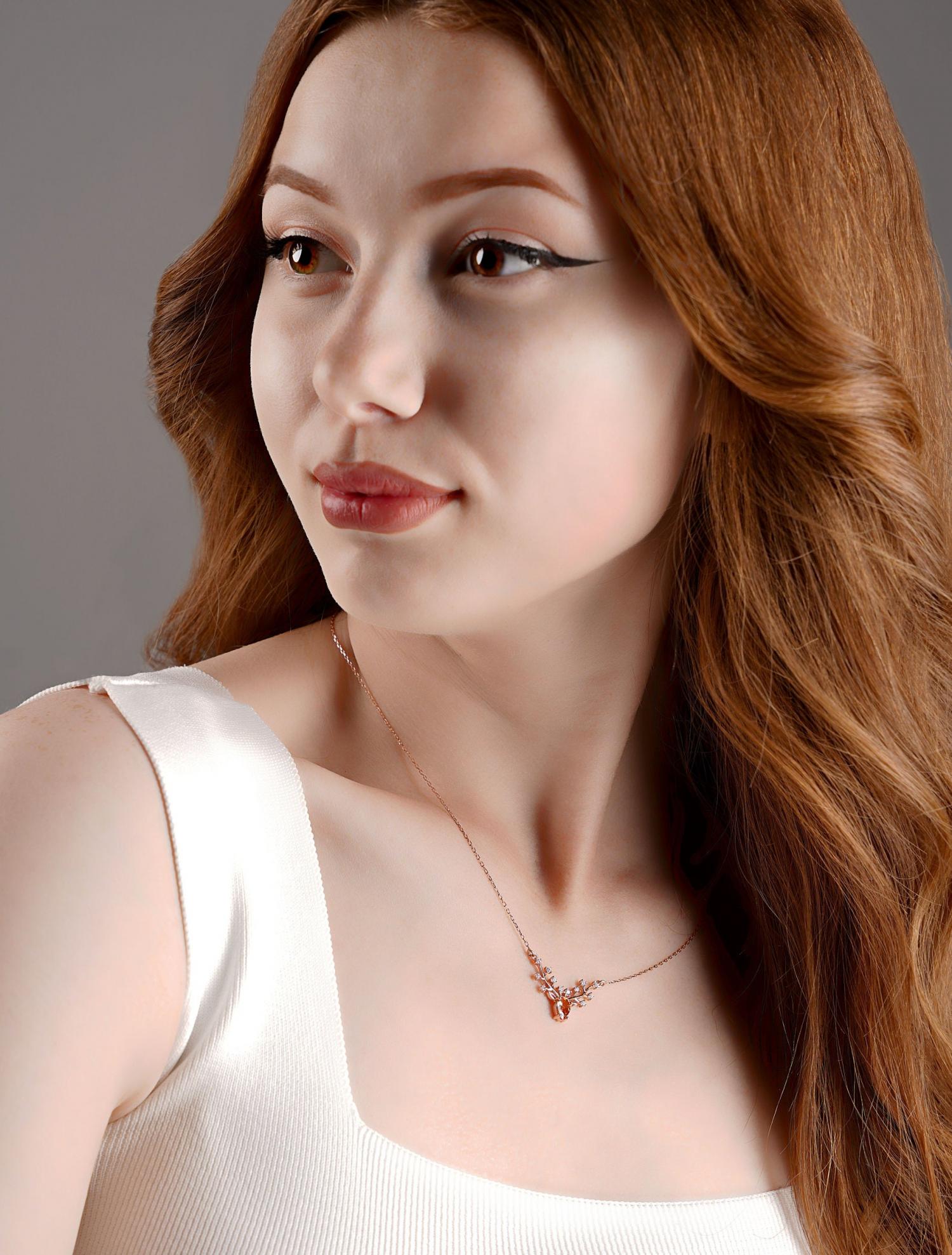 Personalized Birthstone Deer Antler Necklace • Sterling Silver Diamond Accent  • Custom Wildlife Antler Pendant • Gift for Deer Lovers