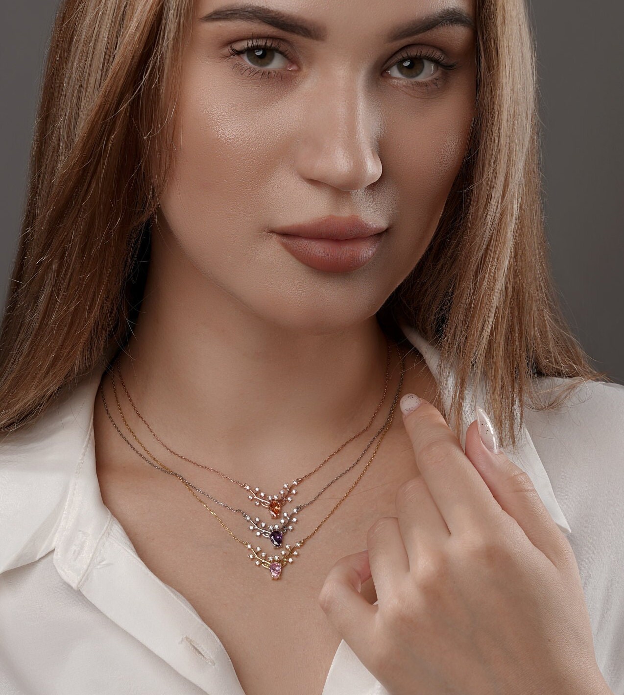 Personalized Birthstone Deer Antler Necklace • Sterling Silver Diamond Accent  • Custom Wildlife Antler Pendant • Gift for Deer Lovers