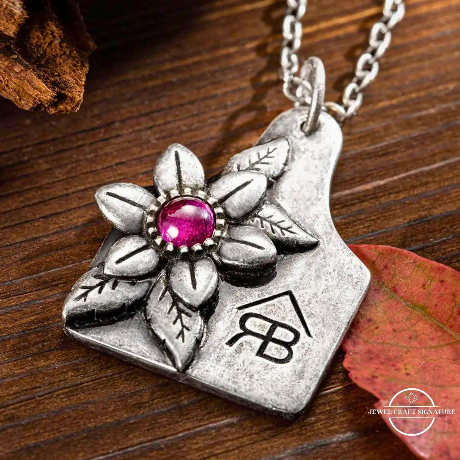 Custom Cow Tag Birthstone Necklace with Name or Logo, Personalized Mother of Pearl Cattle Tag Necklace, Cowgirl Jewelry Gifts for Women/Wife