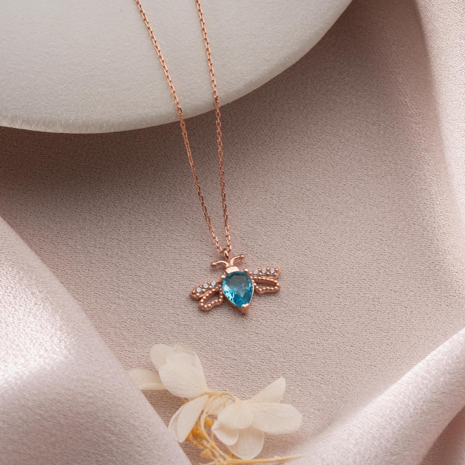 Bee Birthstone Necklace, Gold Insect Pendant: Bee Lover Gift