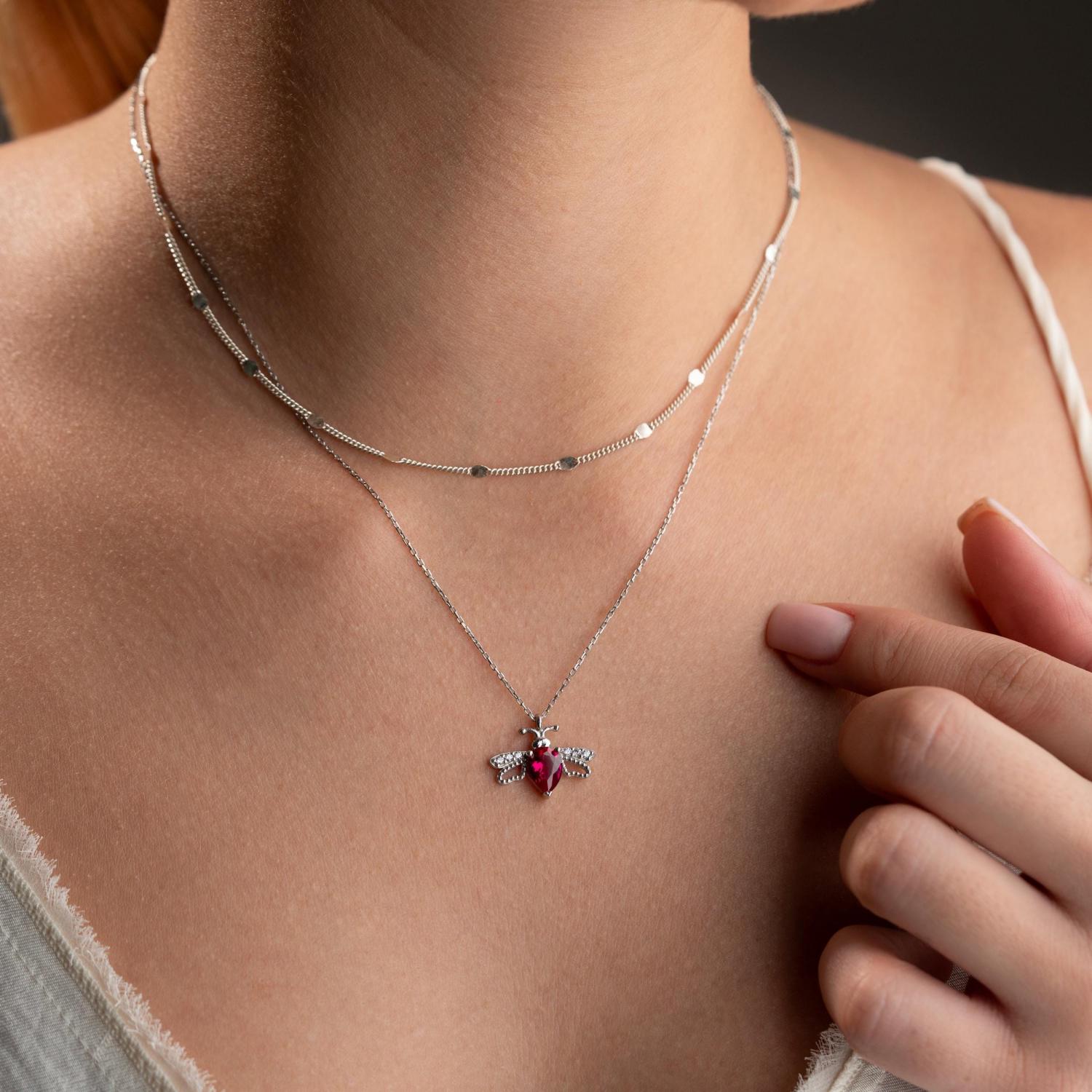 Bee Birthstone Necklace, Gold Insect Pendant: Bee Lover Gift